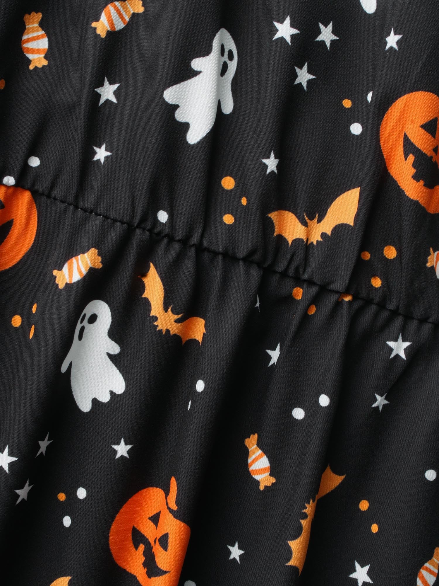 Pumpkin Printed Ruffle Sleeves Midi Dress - Image 5