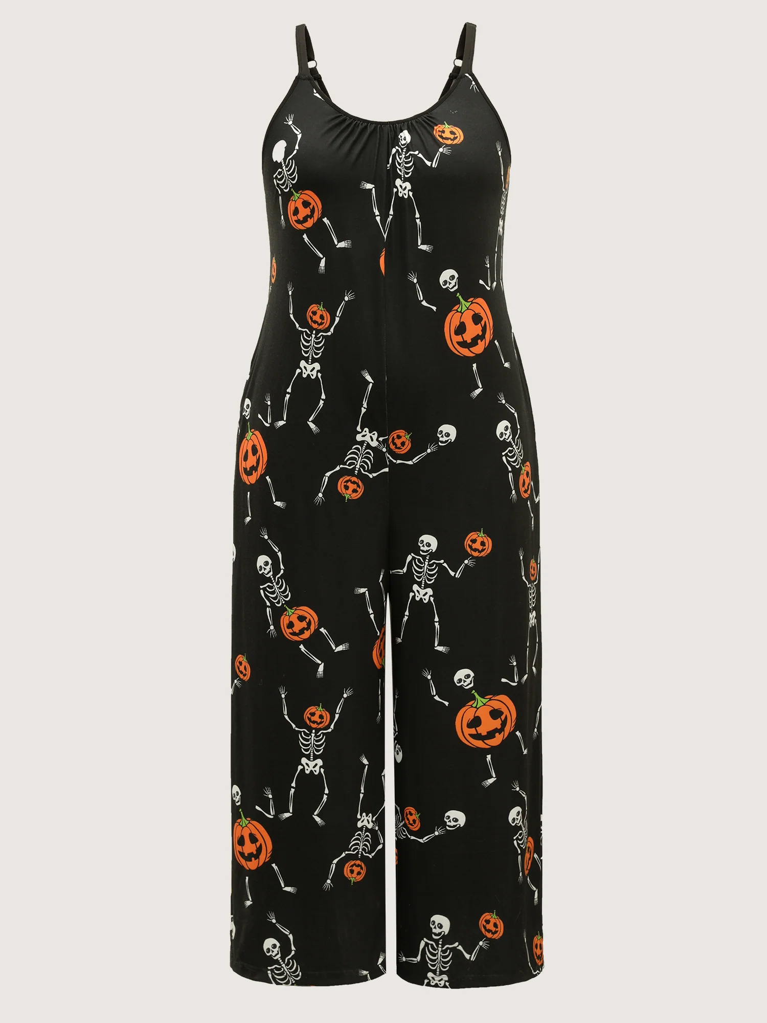 Pumpkin Printed Slim-Fit  Lounge Jumpsuit - Image 7