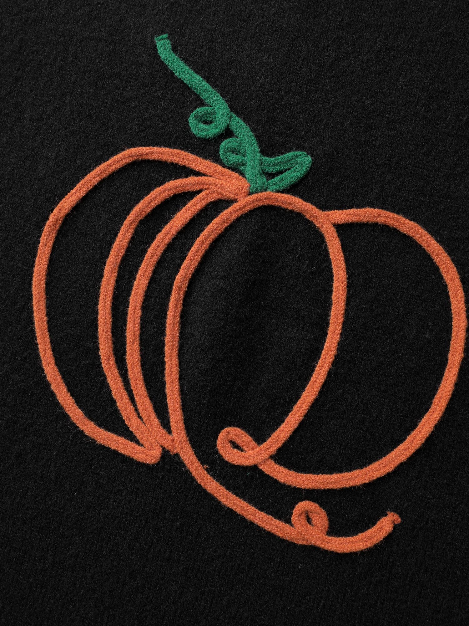 Pumpkin Rope Embroidery Contrast Pullover - Image 5