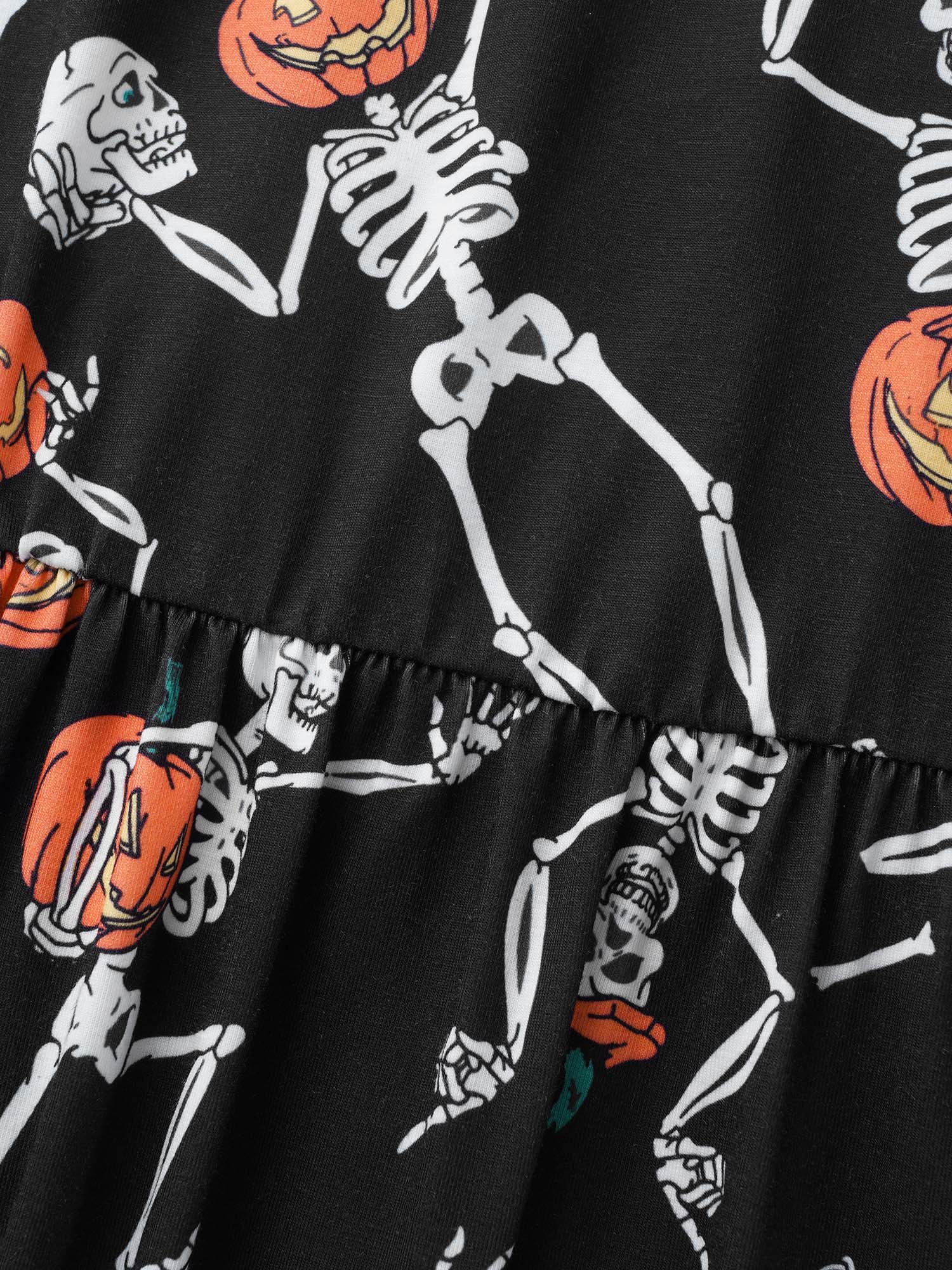 Pumpkin Skeleton Elastic Waist Midi Dress - Image 5
