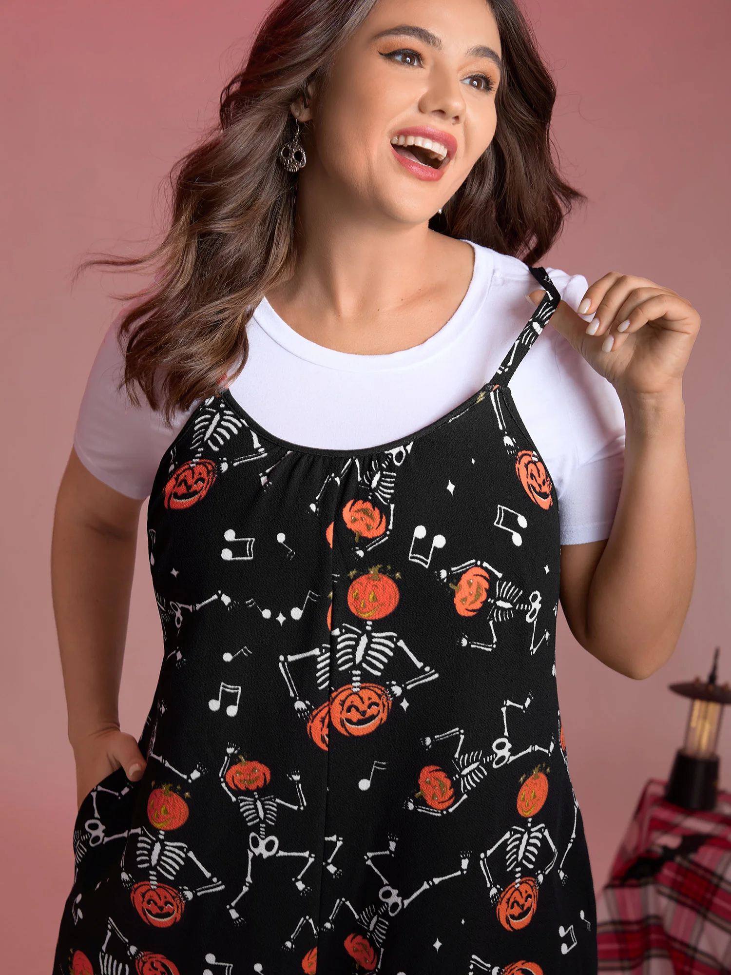 Scary Skeleton Print Cami Lounge Jumpsuit - Image 2