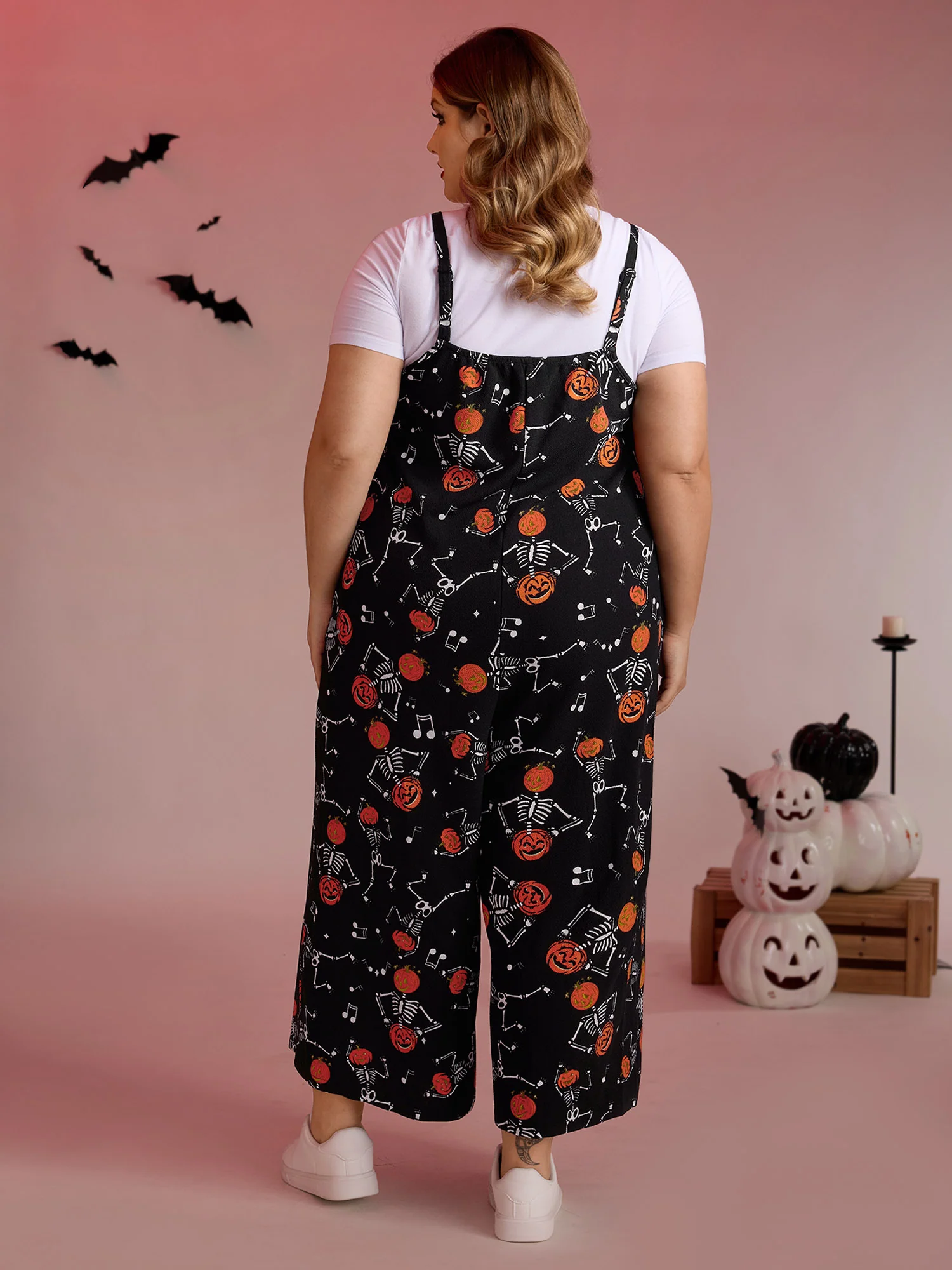 Scary Skeleton Print Cami Lounge Jumpsuit - Image 4