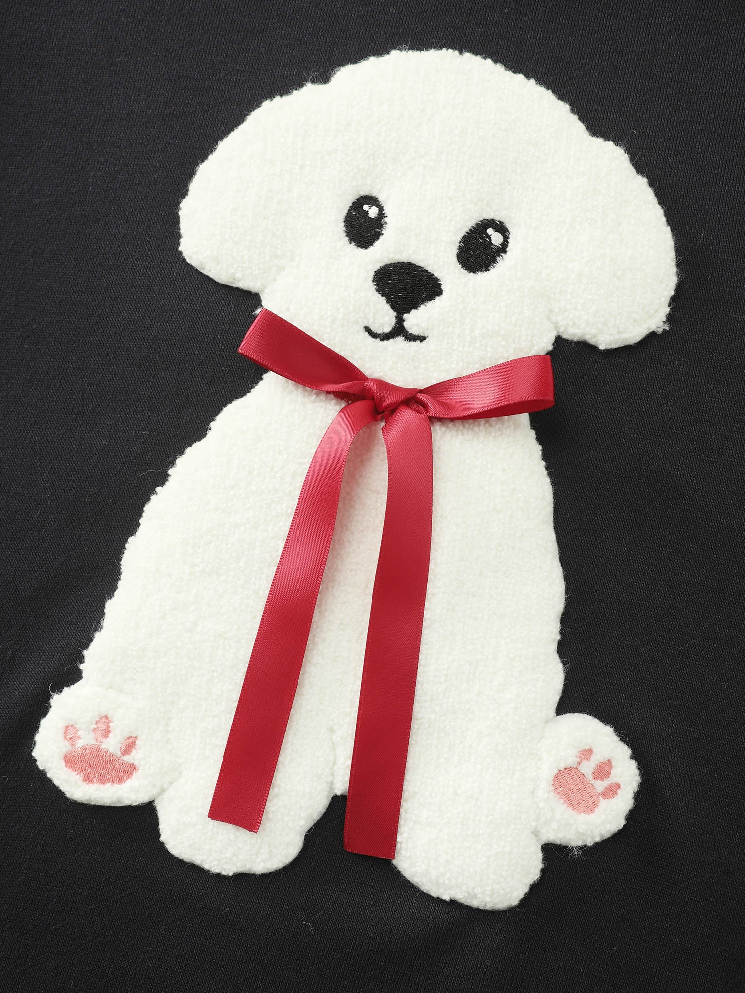 Puppy Embroidered Stretchy Contrast Hoodie - Image 6