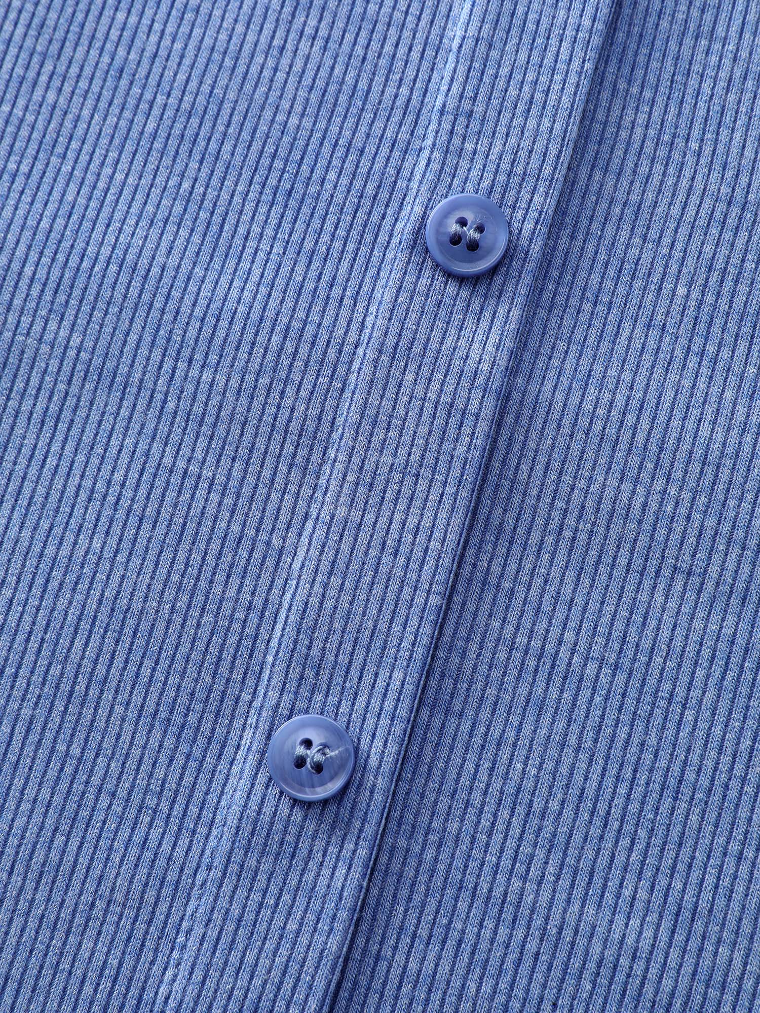 Puppy Embroidery Buttons Fitted T-Shirt - Image 6