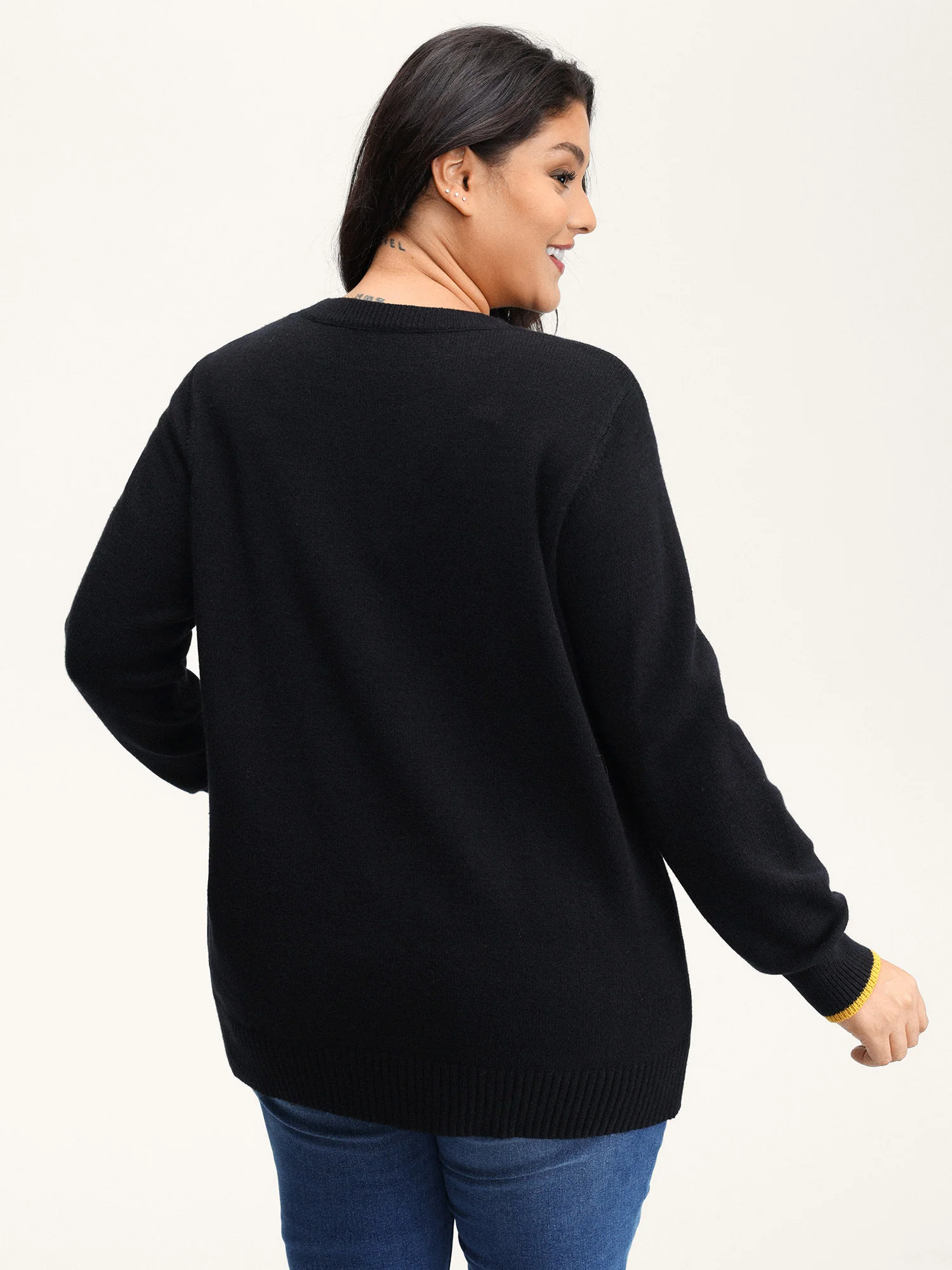 Puppy In Rain Jacquard Contrast Pullover - Image 4