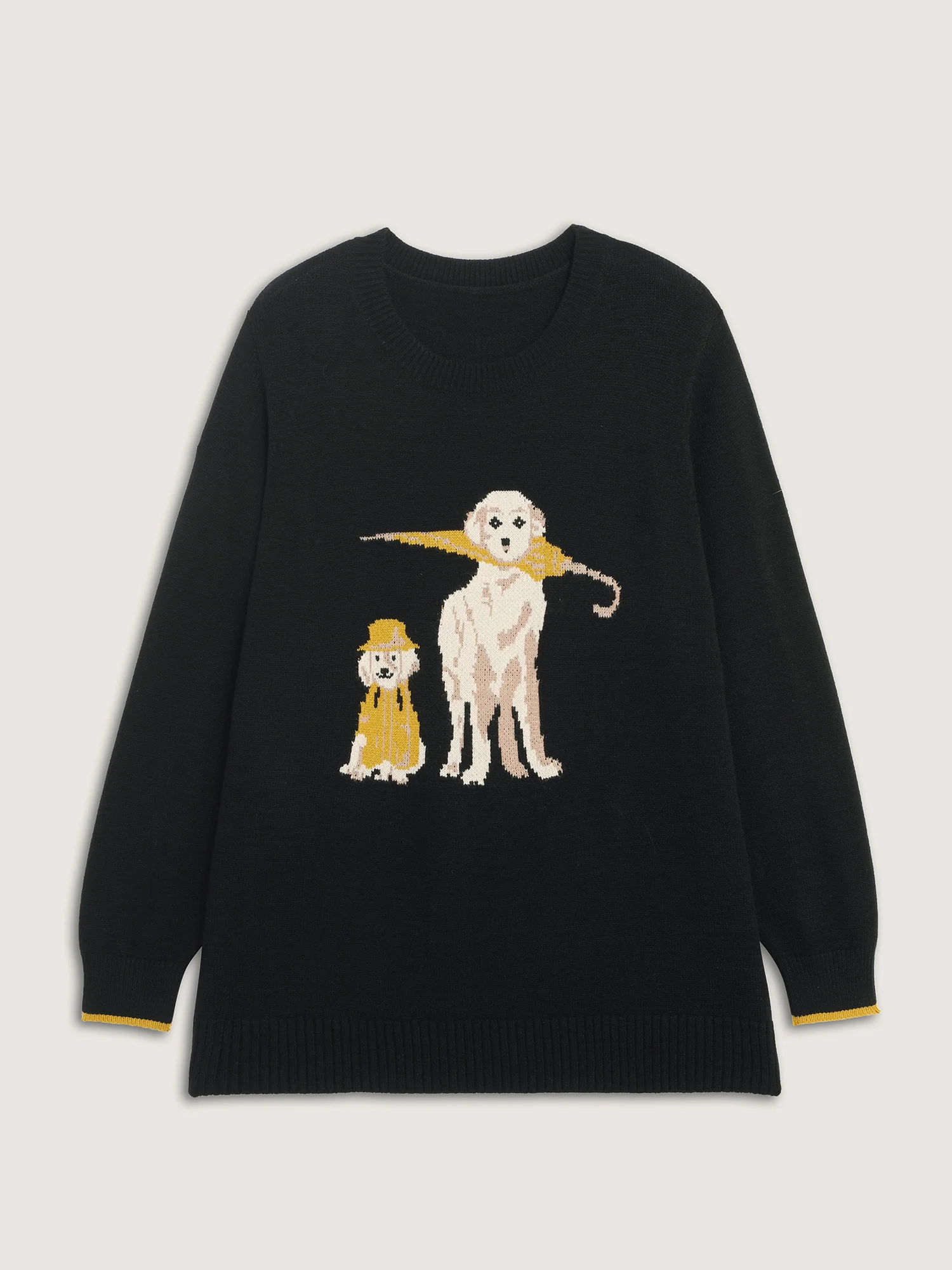 Puppy In Rain Jacquard Contrast Pullover - Image 7