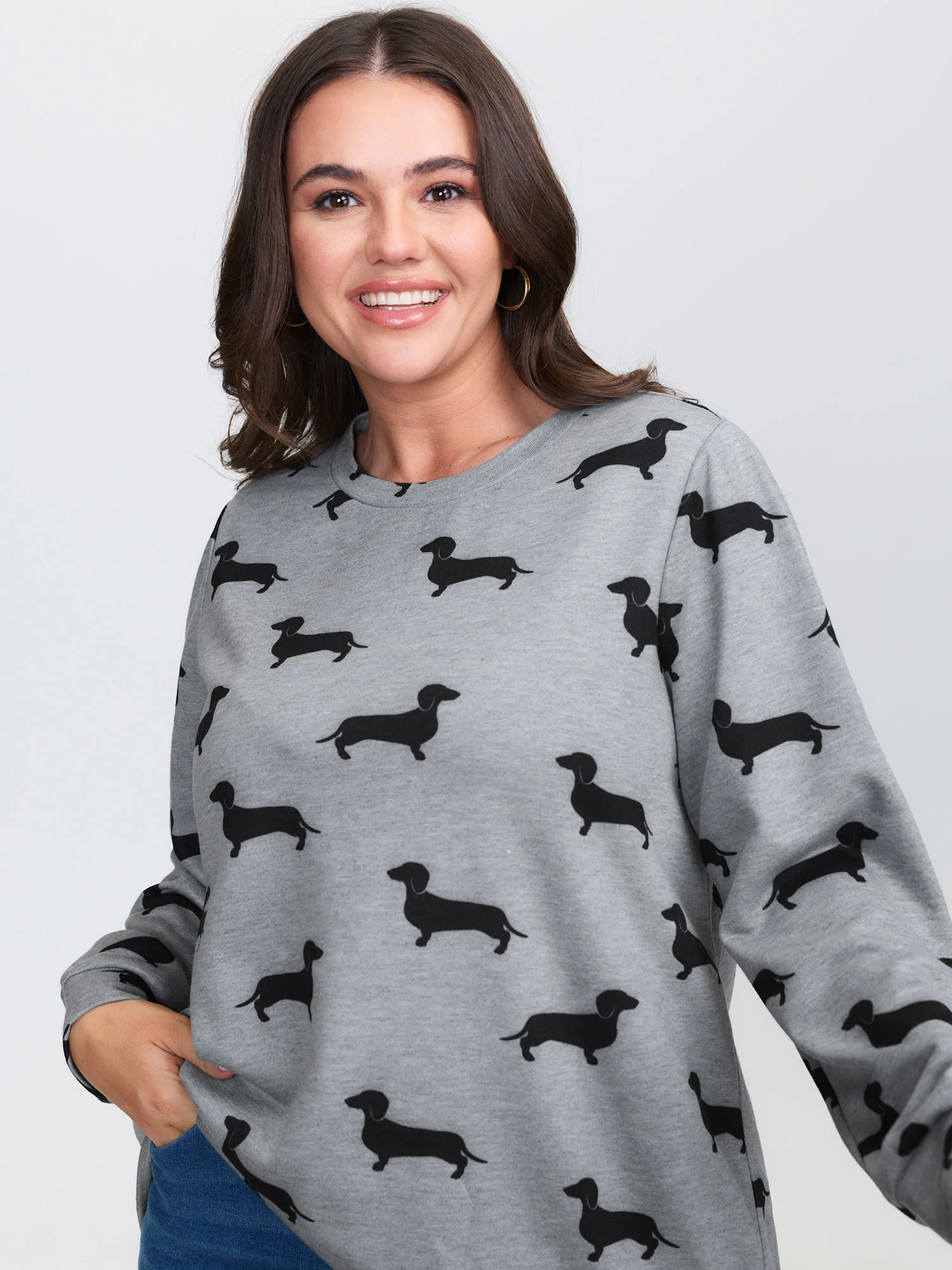 Puppy Print Round Neck Sweatshirt - Image 2