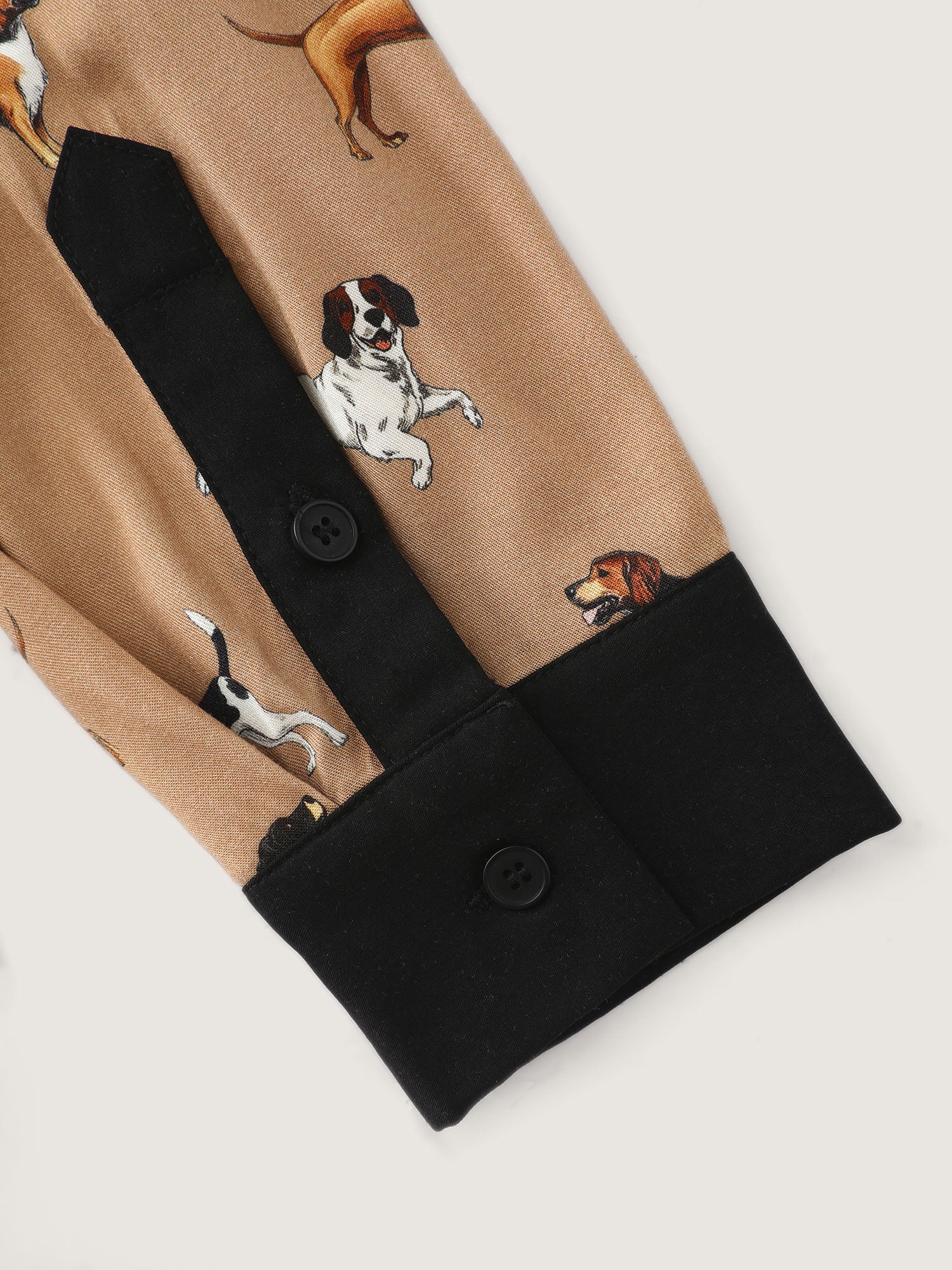 Puppy Print Waist-Tie Color Contrast Midi Dress - Image 6