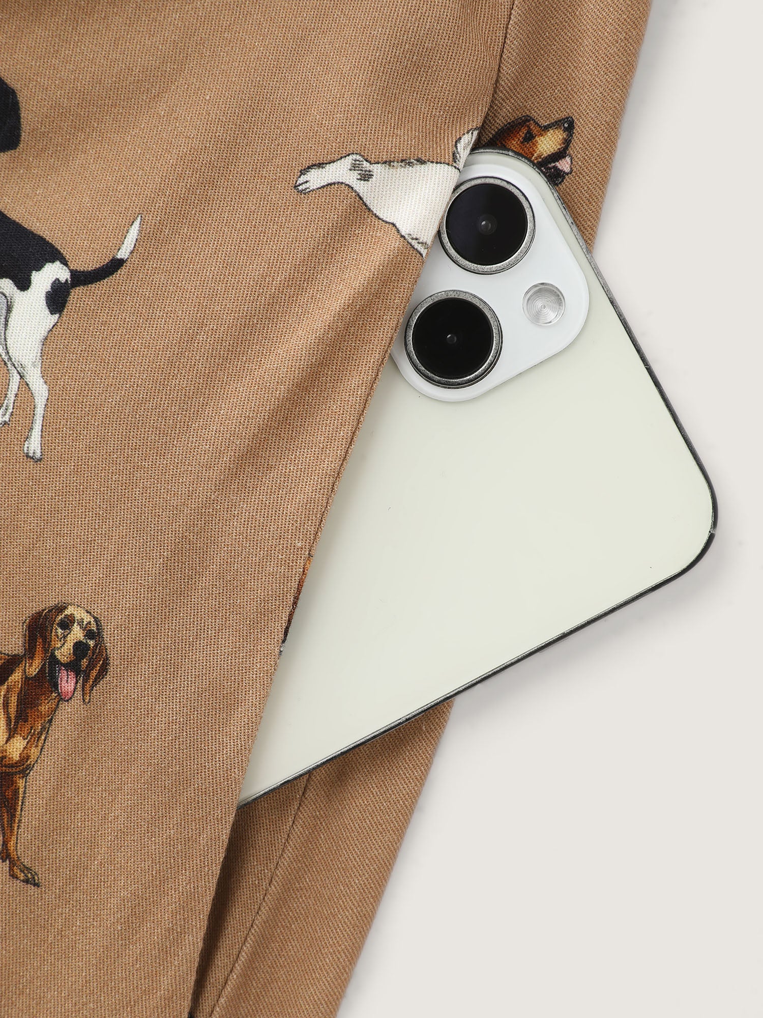Puppy Print Waist-Tie Color Contrast Midi Dress - Image 7
