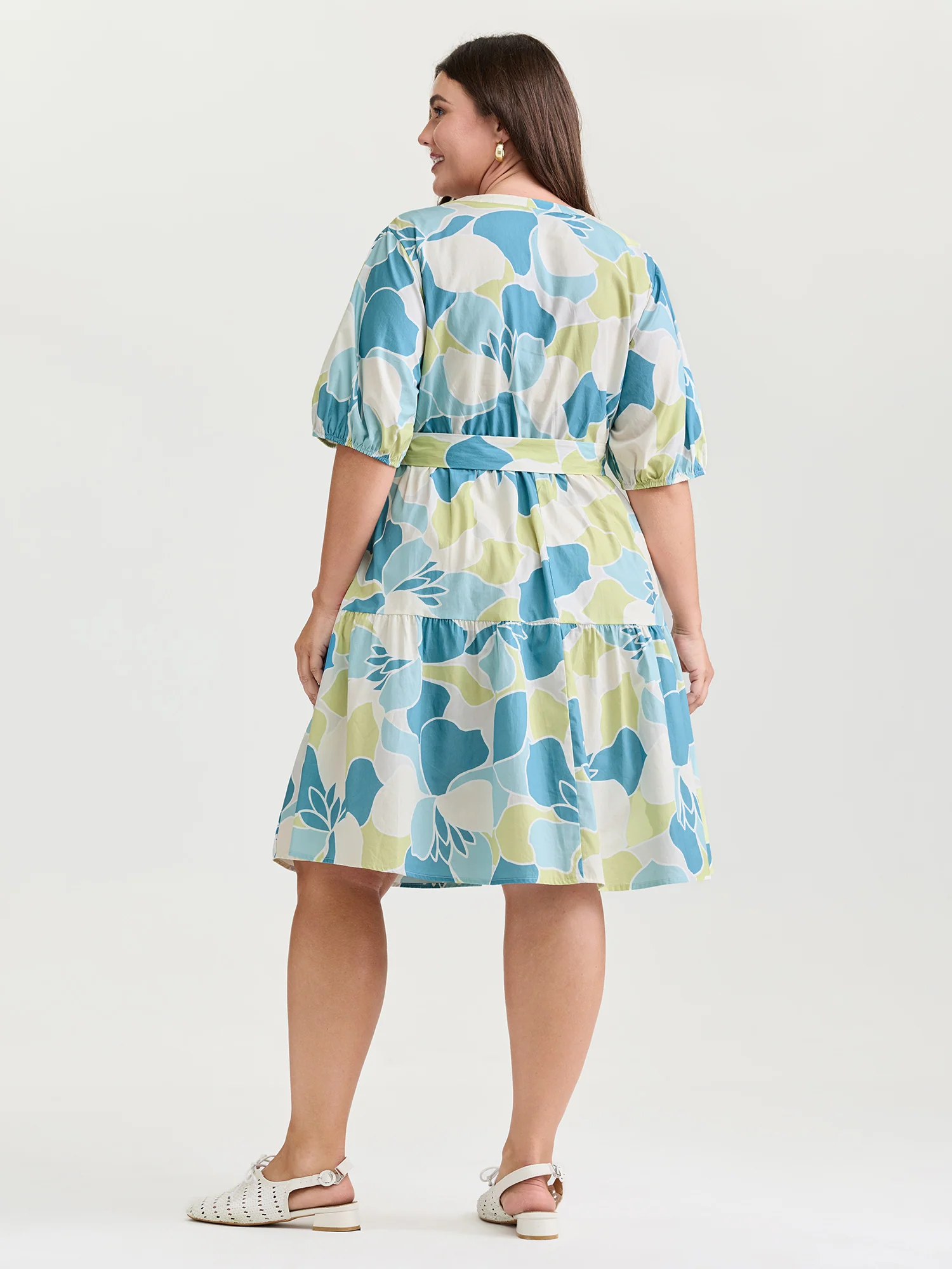 Pure Cotton Abstract Print Twisted Mini Dress - Image 4
