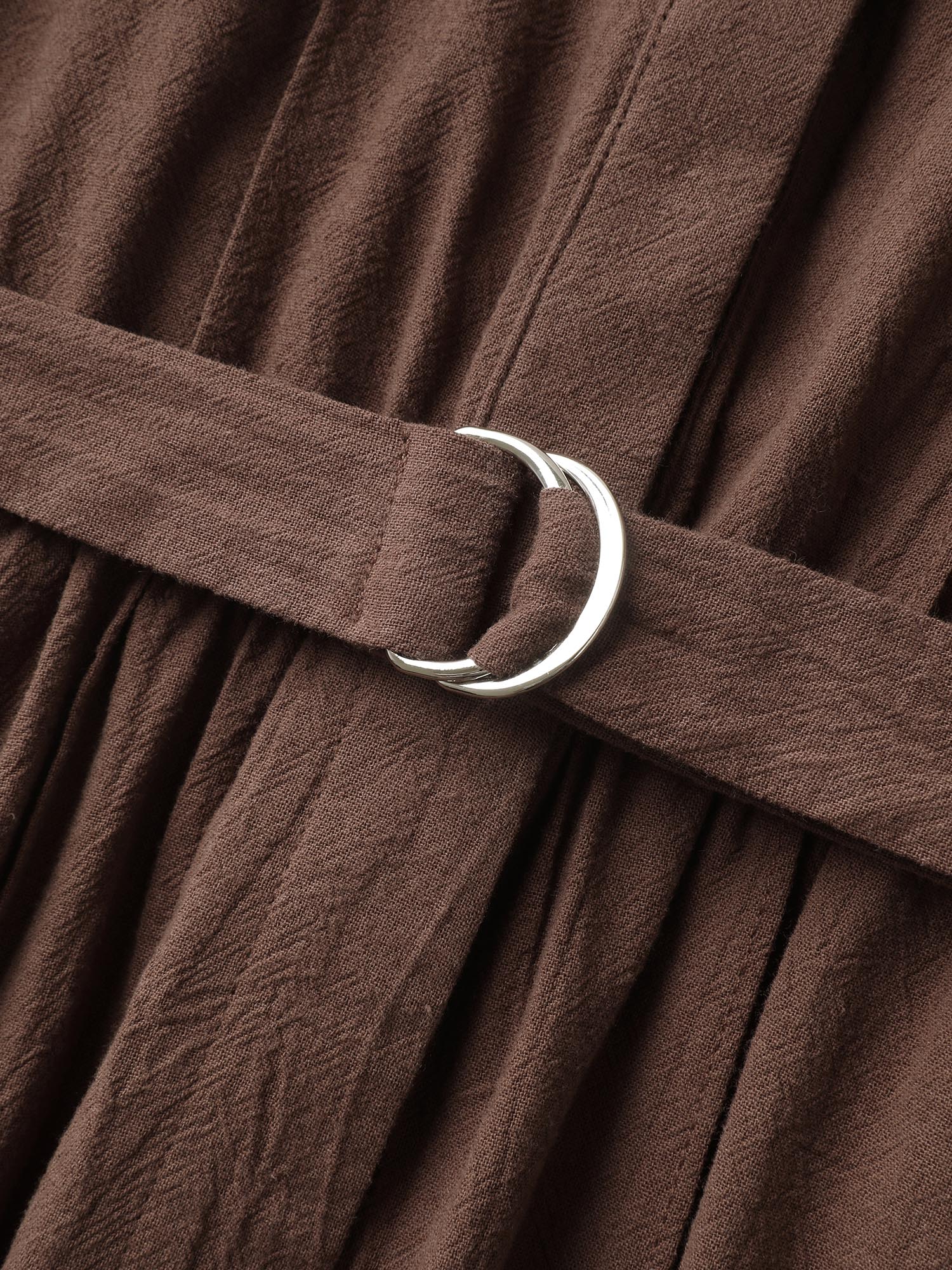 Pure Cotton Adjustable Belt Placket Midi Dress - Image 7