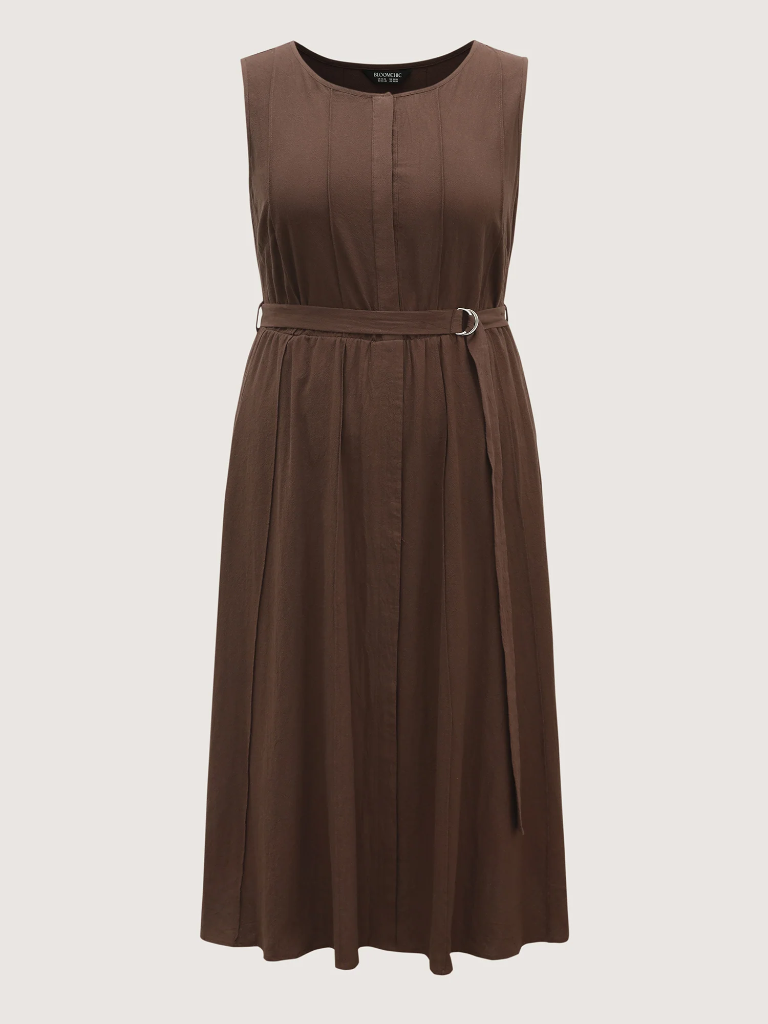 Pure Cotton Adjustable Belt Placket Midi Dress - Image 8