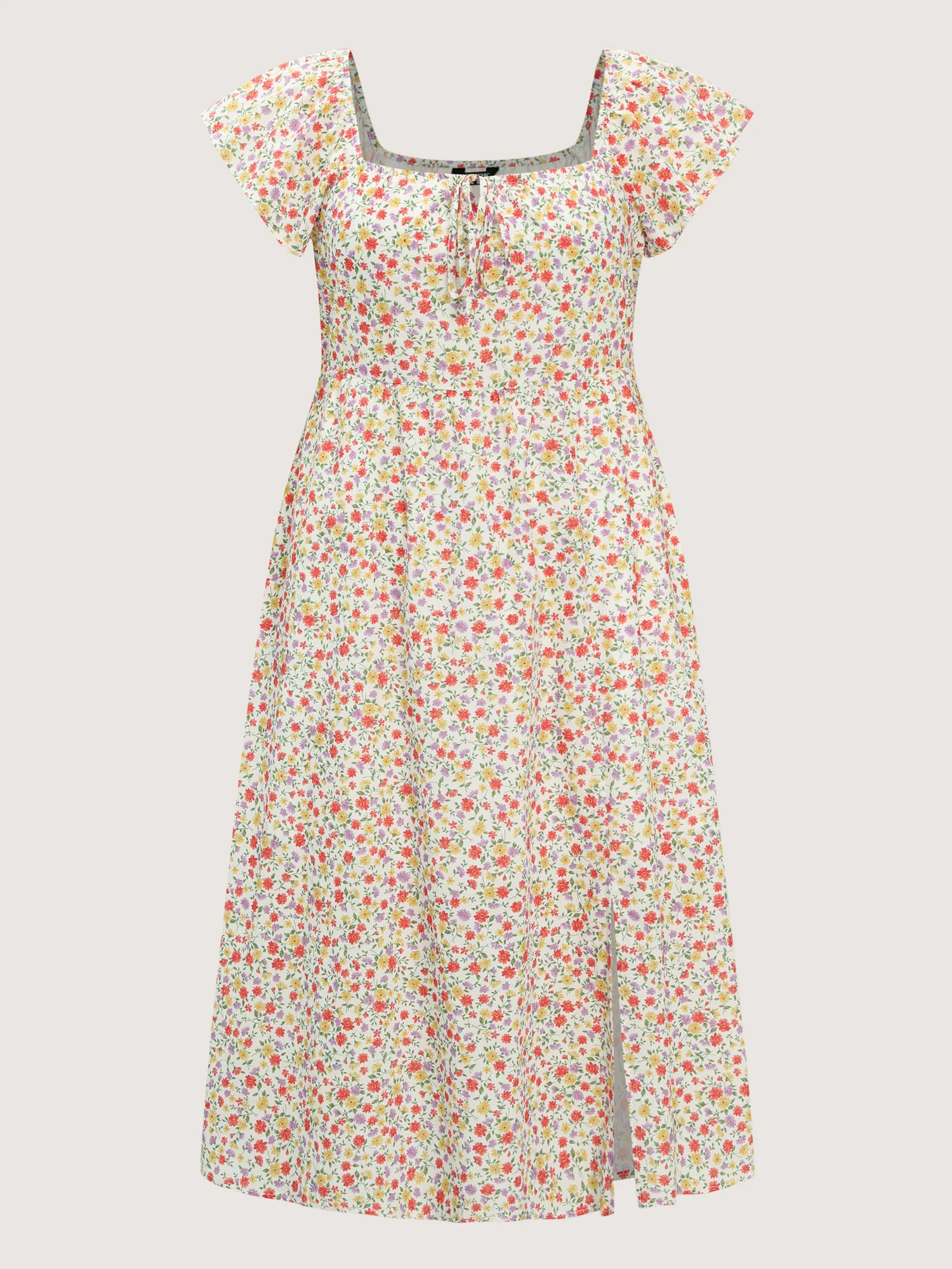 Pure Cotton Adjustable Neckline Floral Midi Dress - Image 7