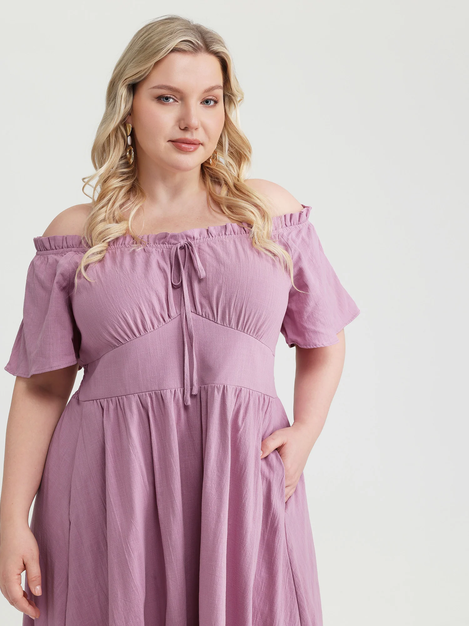 Pure Cotton Adjustable Sleeve Pockets Mdii Dress - Image 2