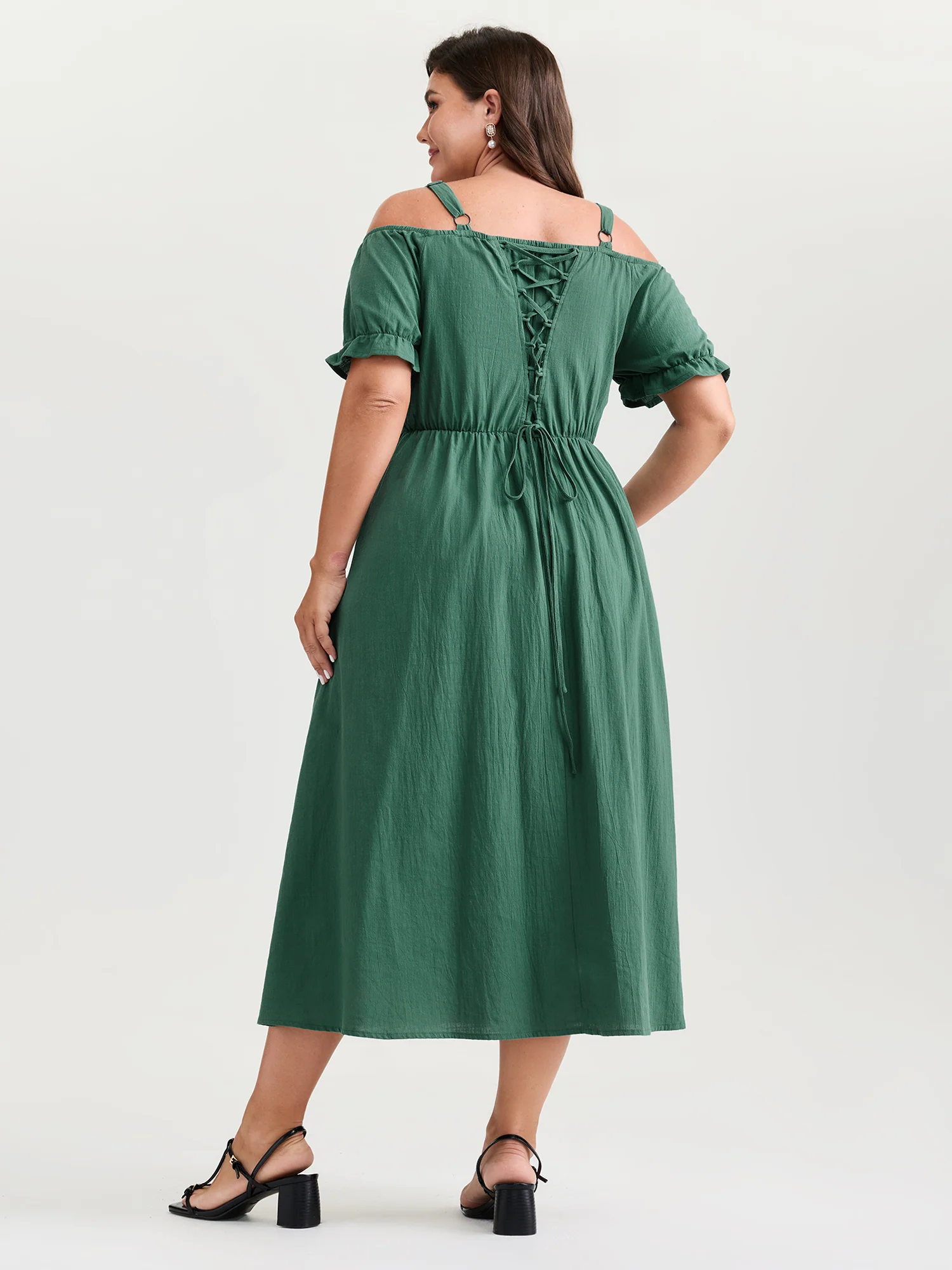 Pure Cotton Back-Tie Midi Dress - Image 4
