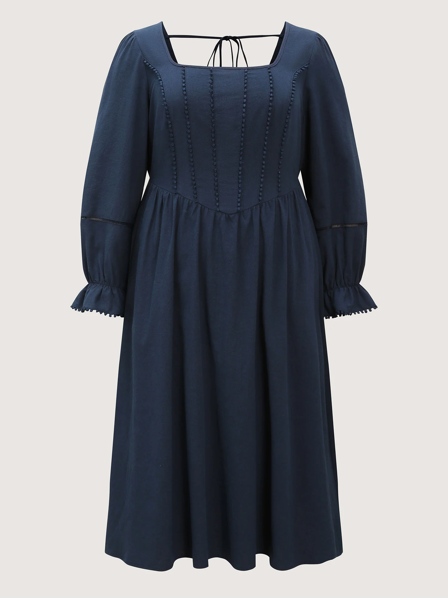 Pure Cotton Back-Tie Pockets Midi Dress - Image 7
