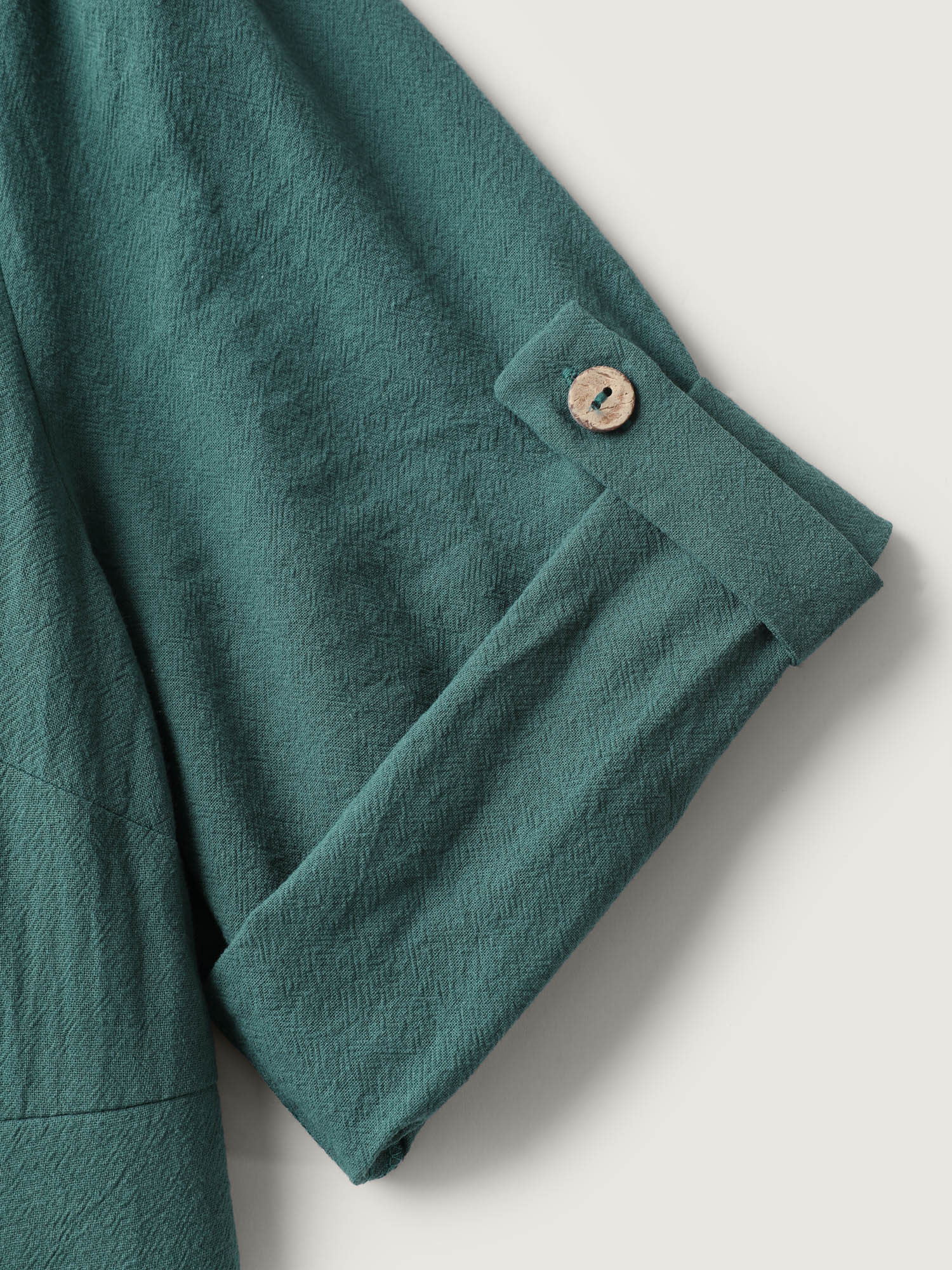 Pure Cotton Button Gathered Sleeve Midi Dress - Image 6