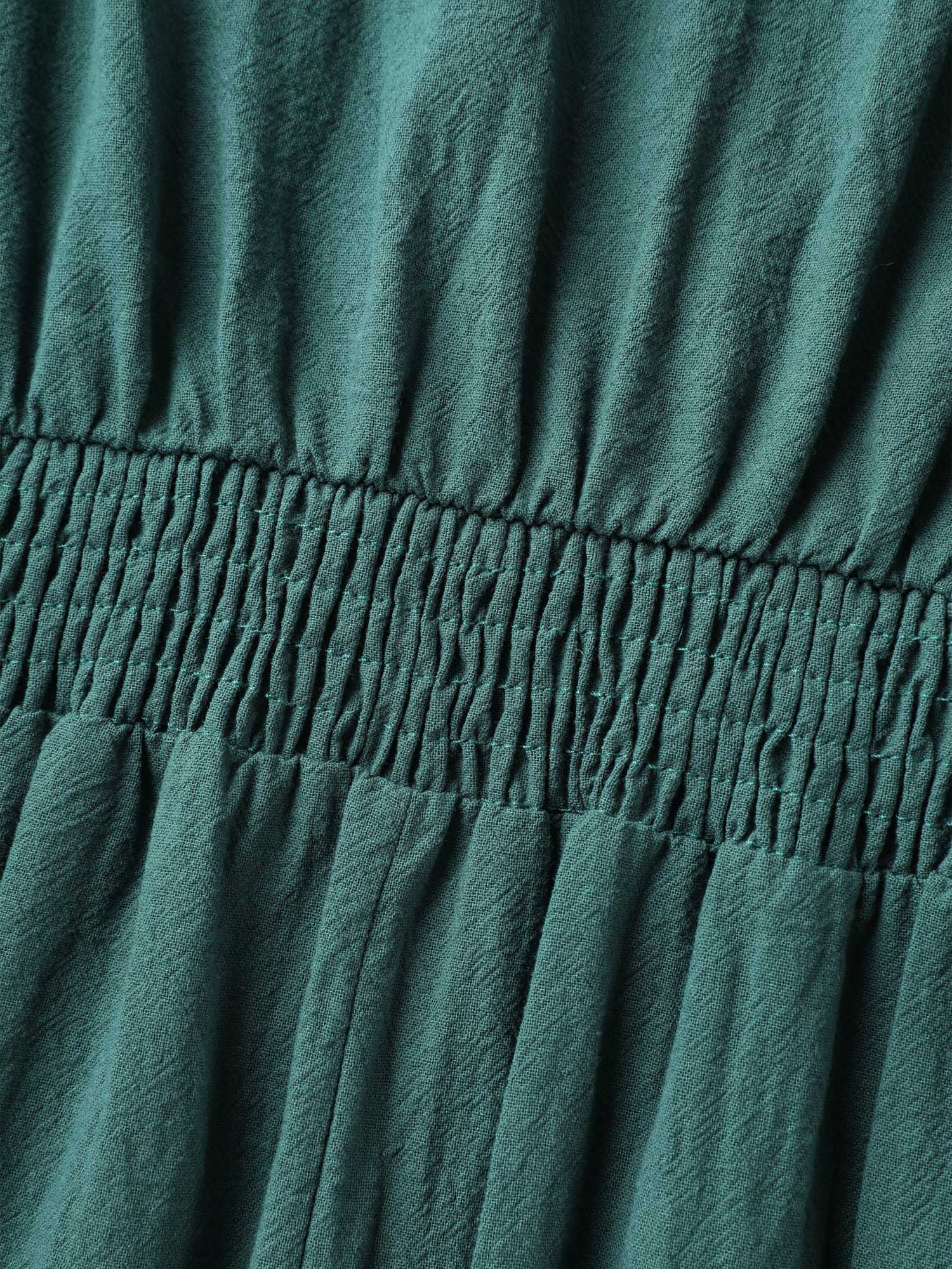 Pure Cotton Button Gathered Sleeve Midi Dress - Image 7