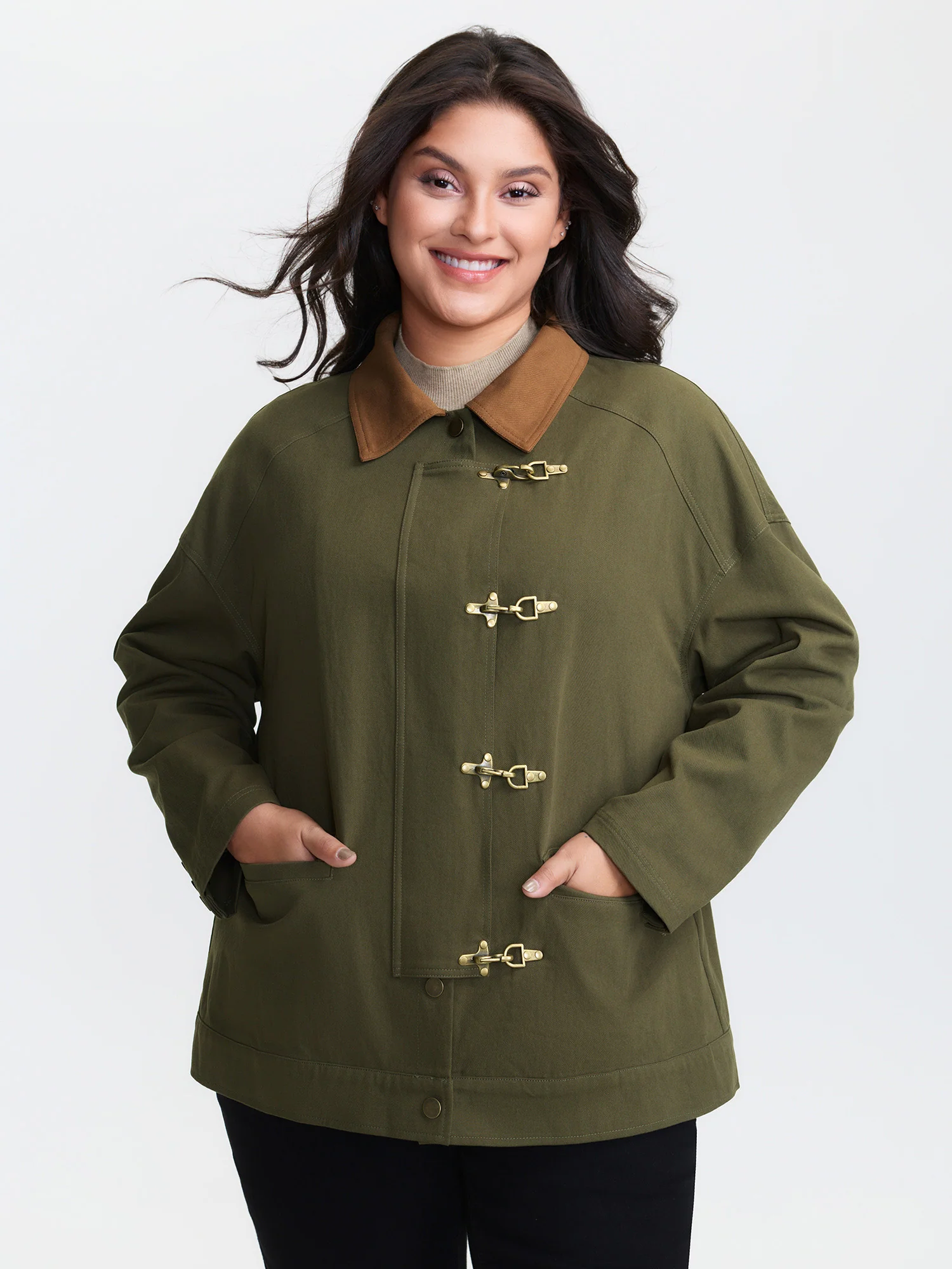 Pure Cotton Color Contrast Button Jacket - Image 2
