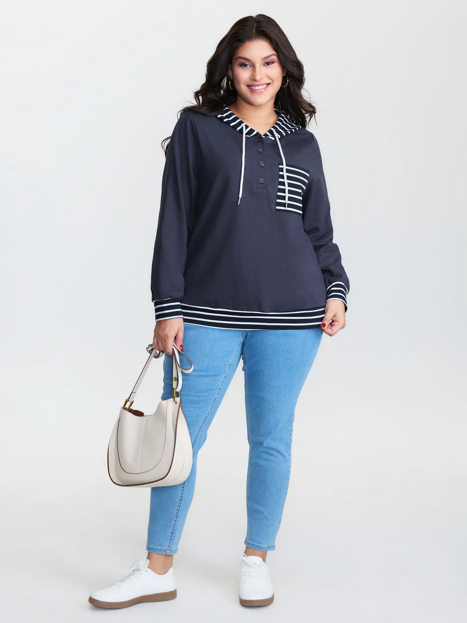 Pure Cotton Color Contrast Hoodie - Image 3