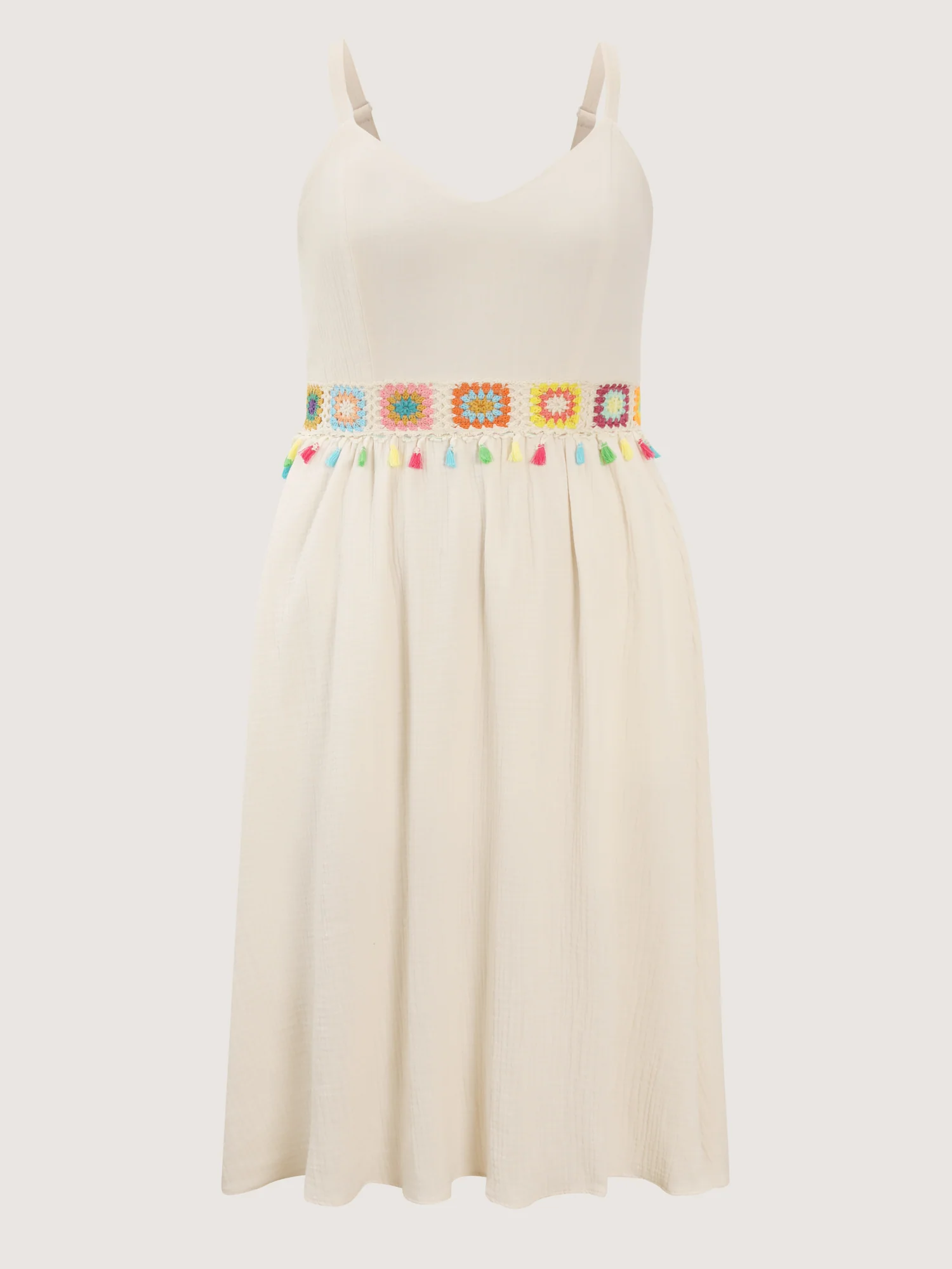 Pure Cotton Colorful Webbed Midi Dress - Image 7