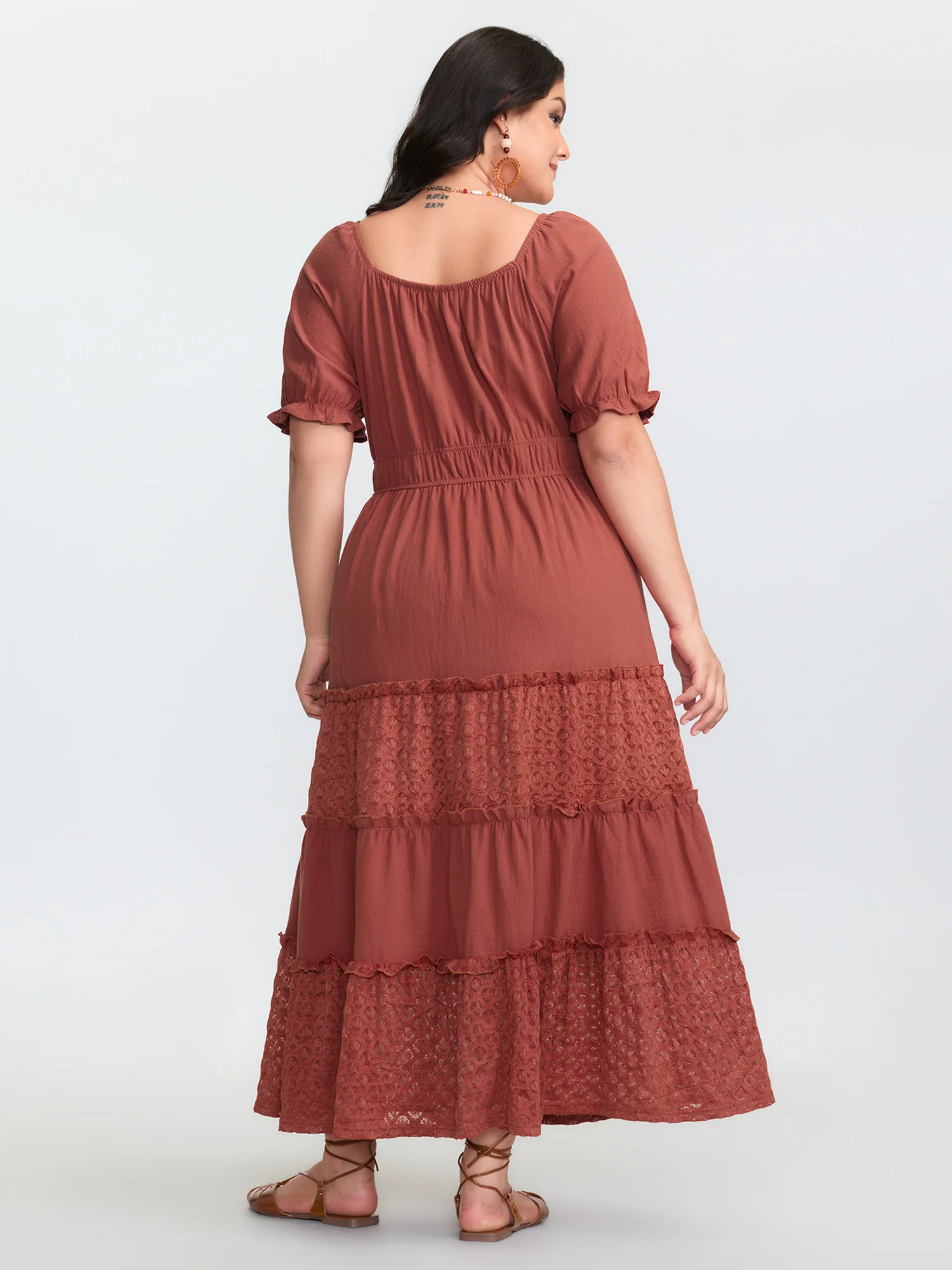 Pure Cotton Contrast Lace Tiered Maxi Dress - Image 4