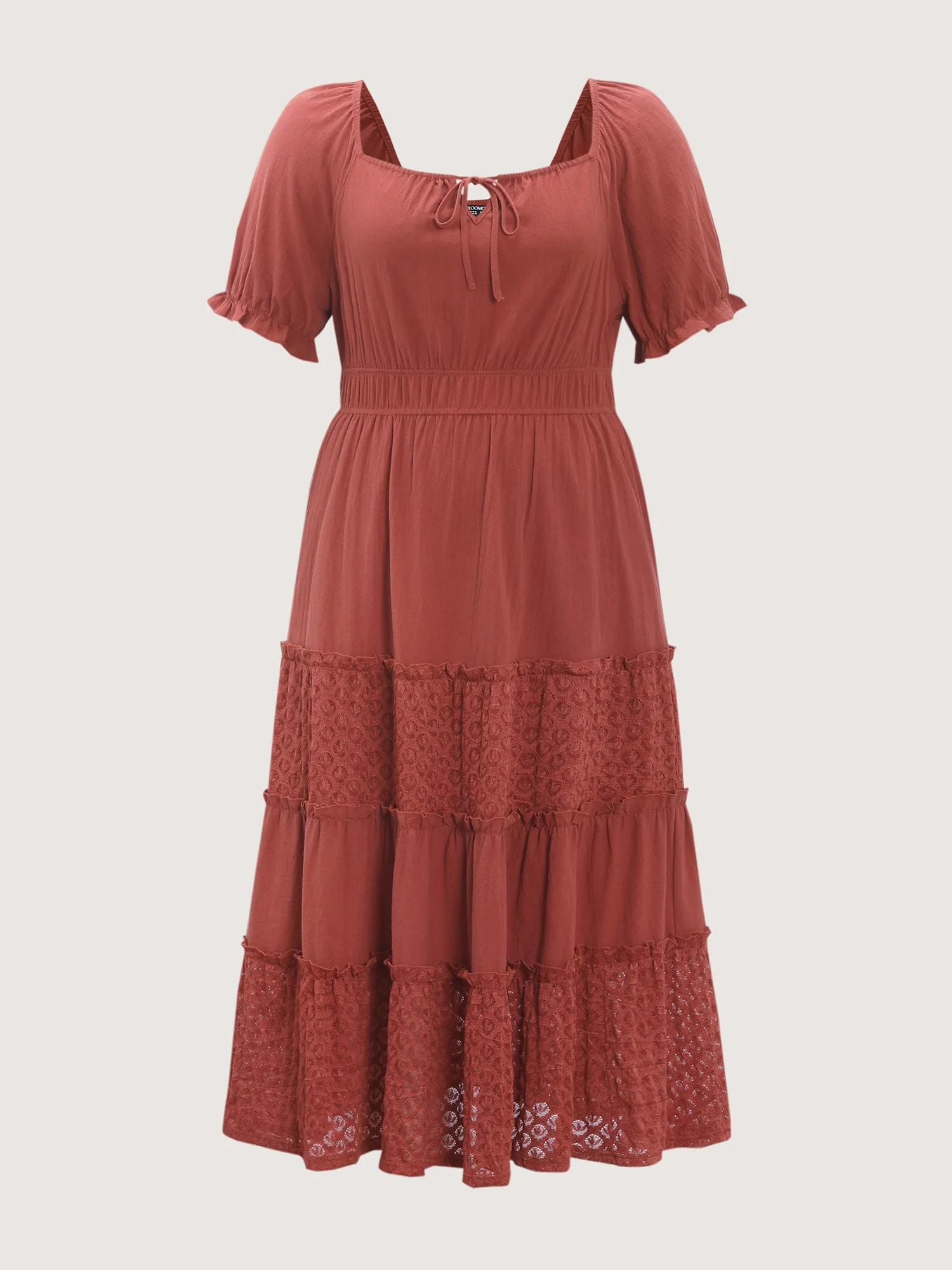 Pure Cotton Contrast Lace Tiered Maxi Dress - Image 7