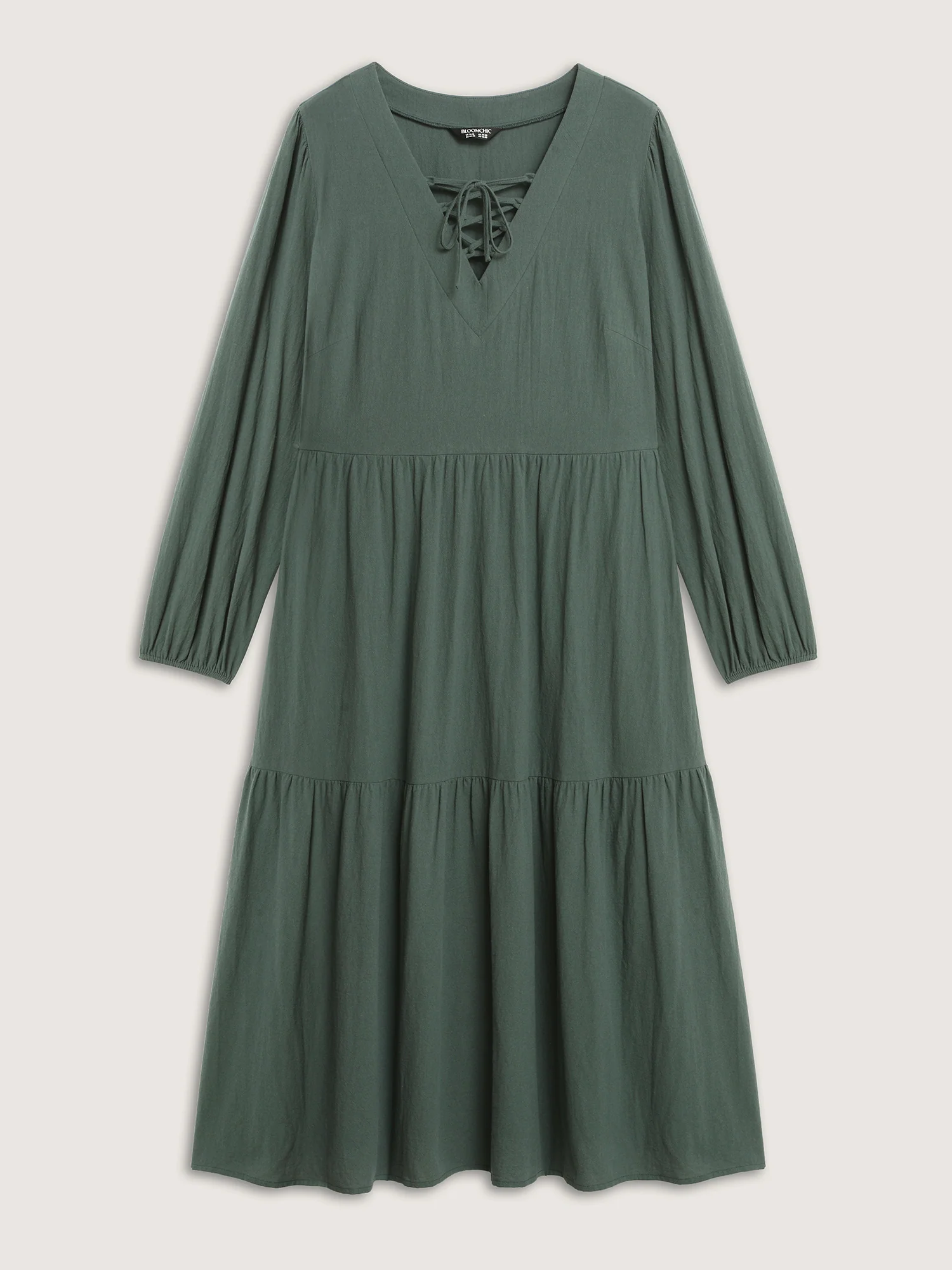 Pure Cotton Cross-Tie Neckline Midi Dress - Image 8