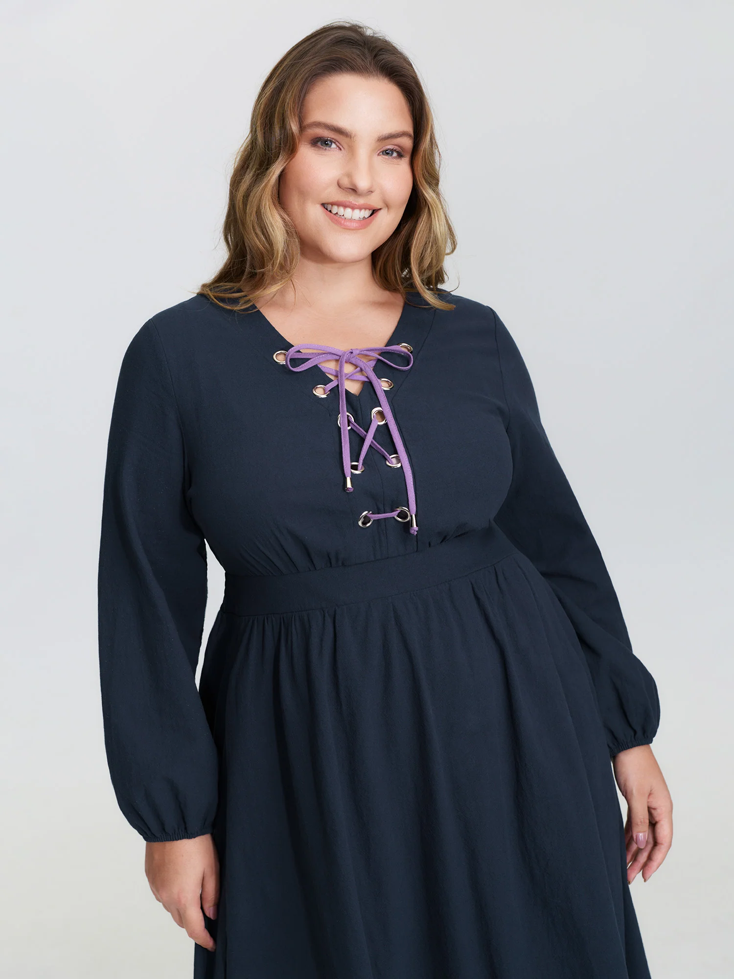 Pure Cotton Cross-Tie Neckline Midi Dress - Image 3
