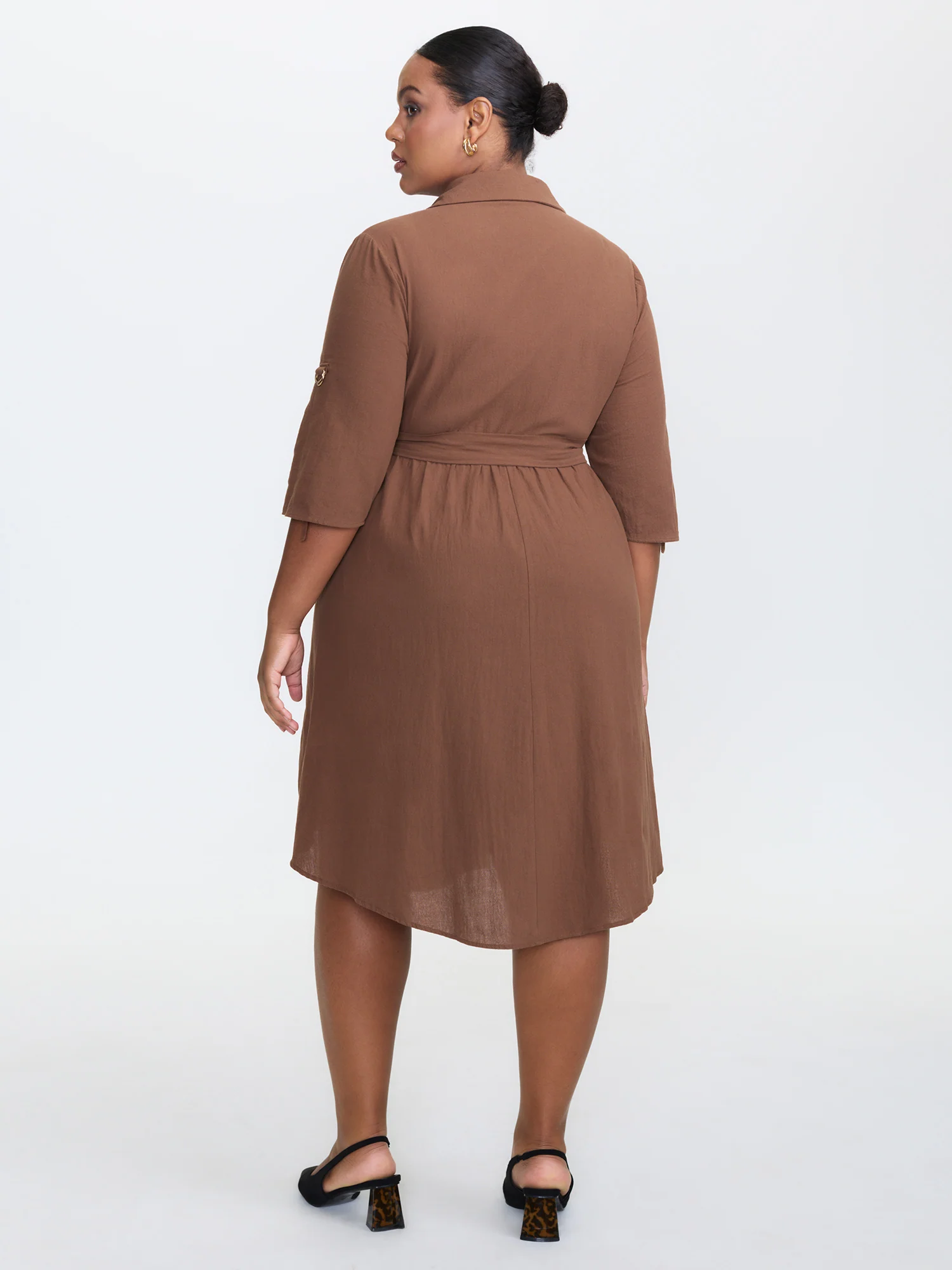 Pure Cotton Curvy Hem Belted Midi Dress - Image 4