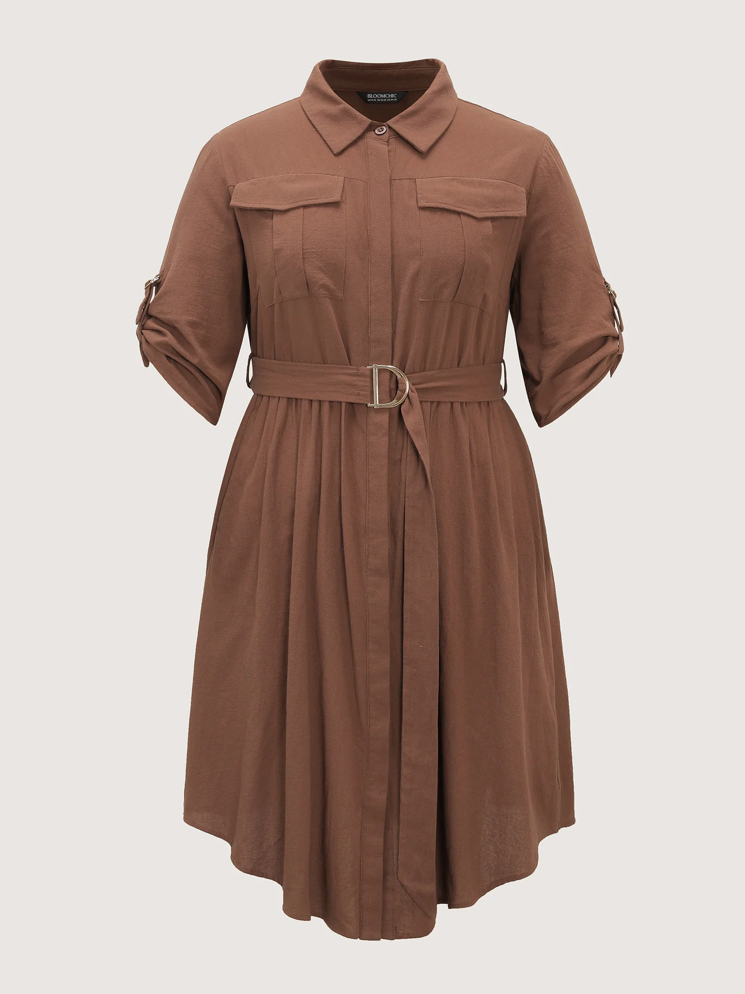 Pure Cotton Curvy Hem Belted Midi Dress - Image 5