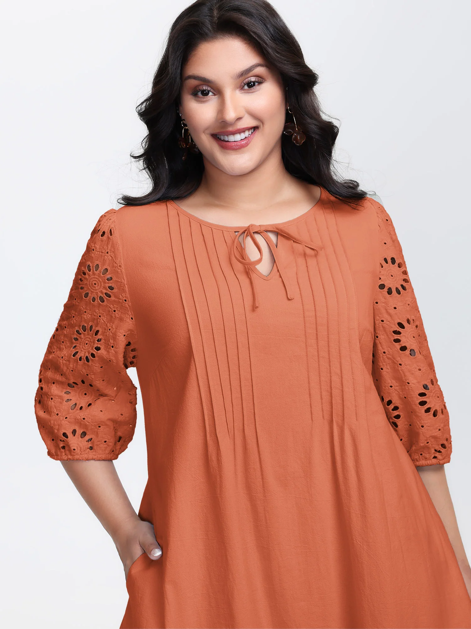 Pure Cotton Cut-Out Detail Mini Dress - Image 10