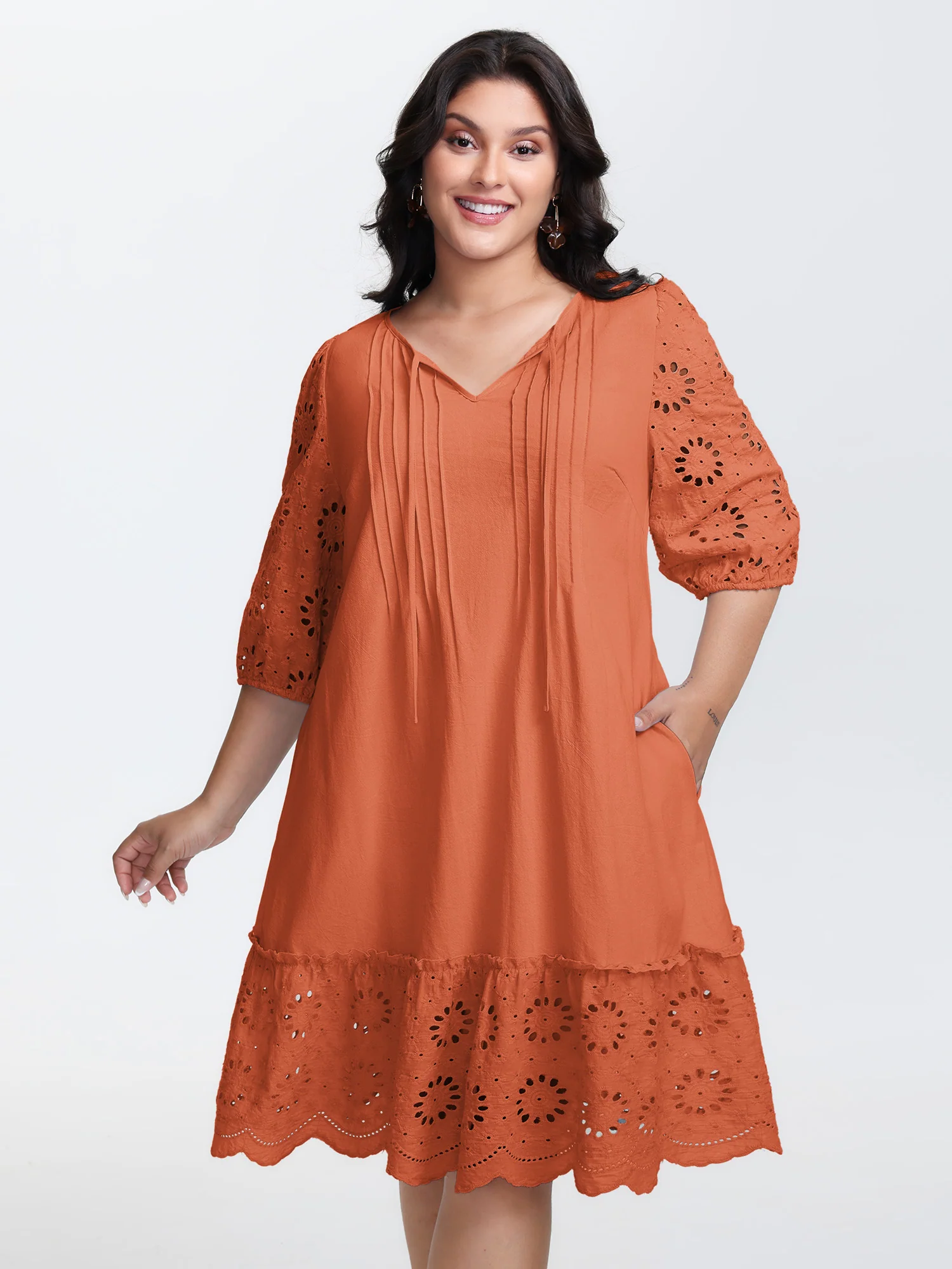 Pure Cotton Cut-Out Detail Mini Dress - Image 11
