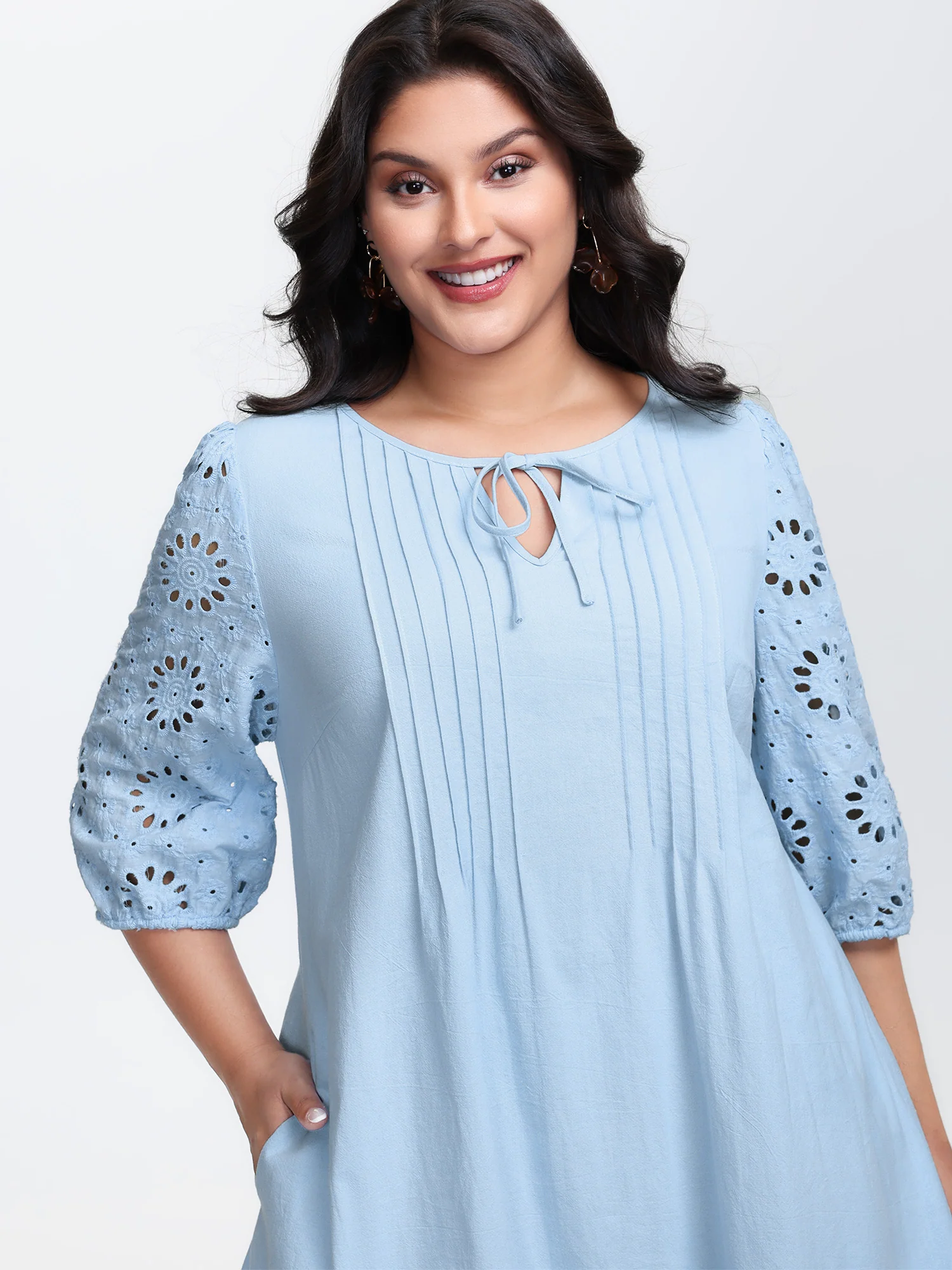 Pure Cotton Cut-Out Detail Mini Dress - Image 2