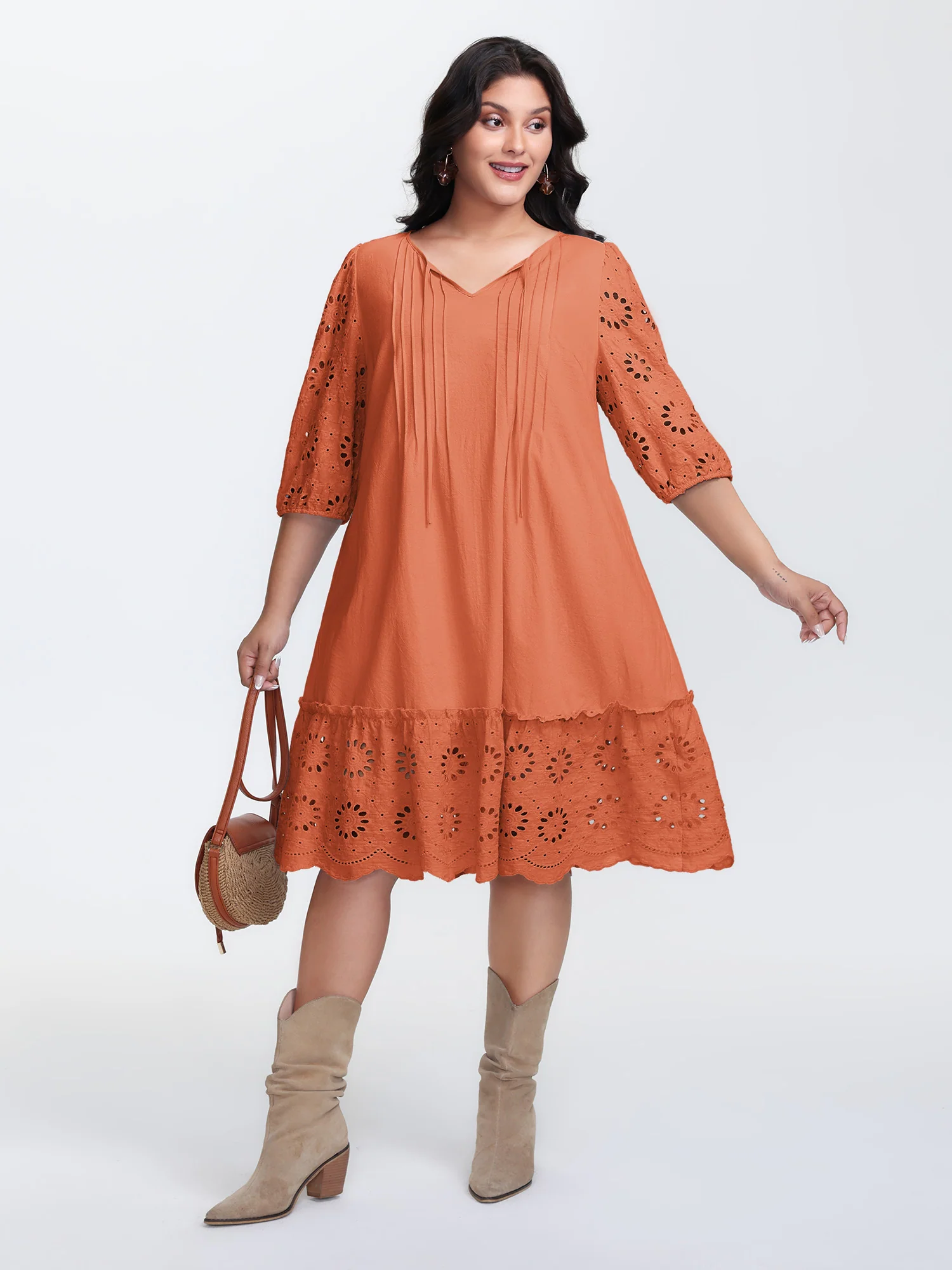 Pure Cotton Cut-Out Detail Mini Dress - Image 9