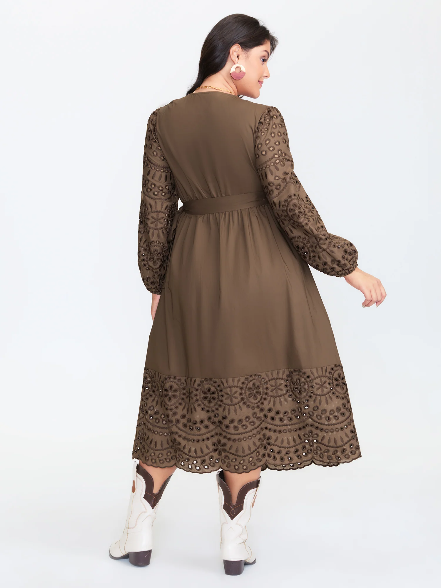 Pure Cotton Cut-Out Tie Midi Dress - Image 4