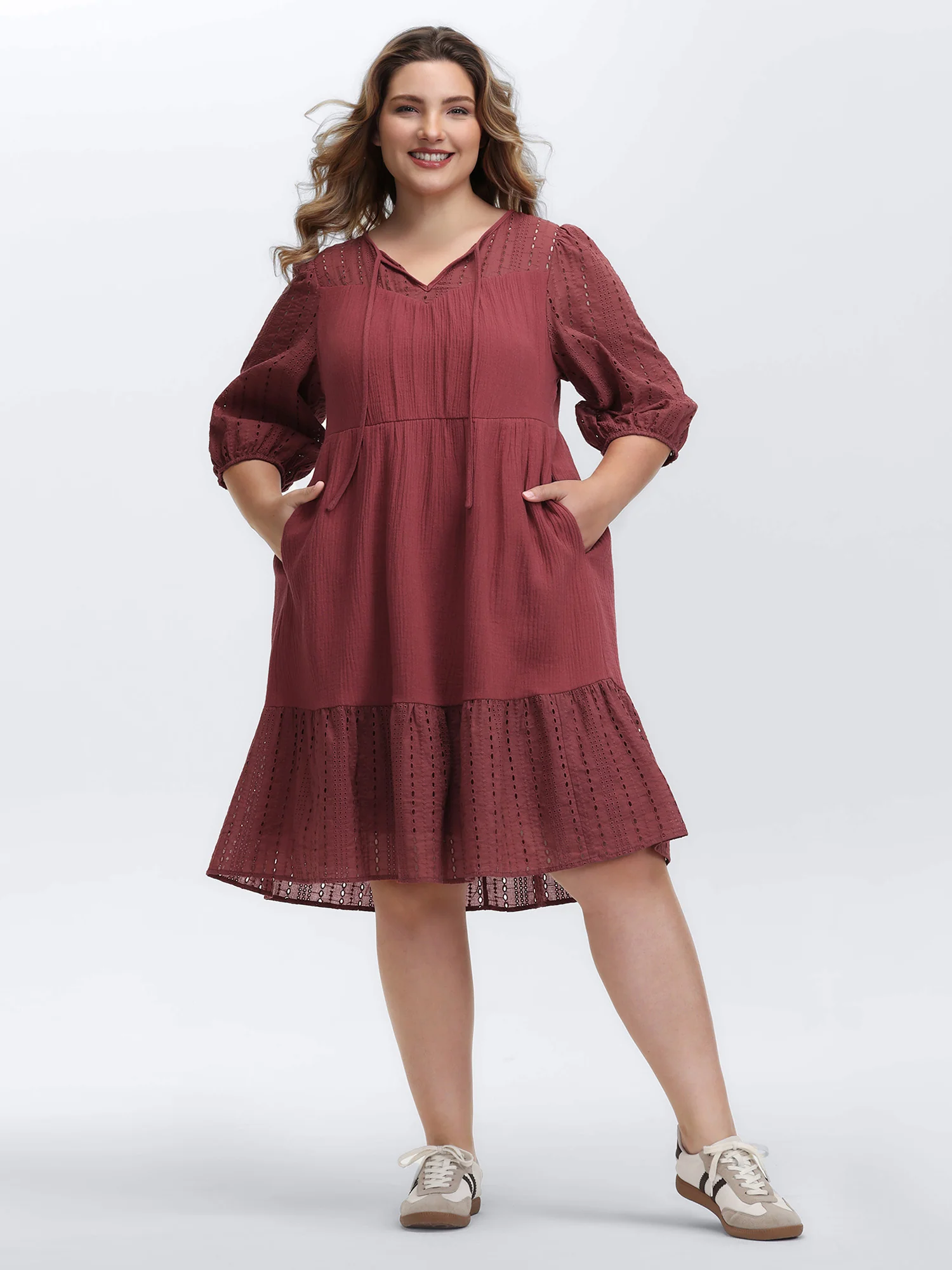 Pure Cotton Cut-Out Tiered Midi Dress - Image 3