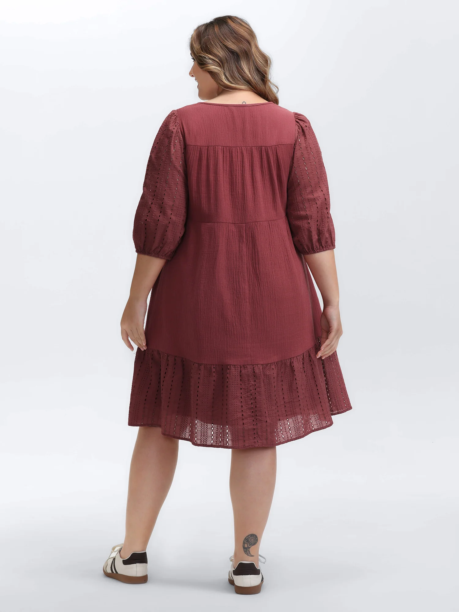 Pure Cotton Cut-Out Tiered Midi Dress - Image 4