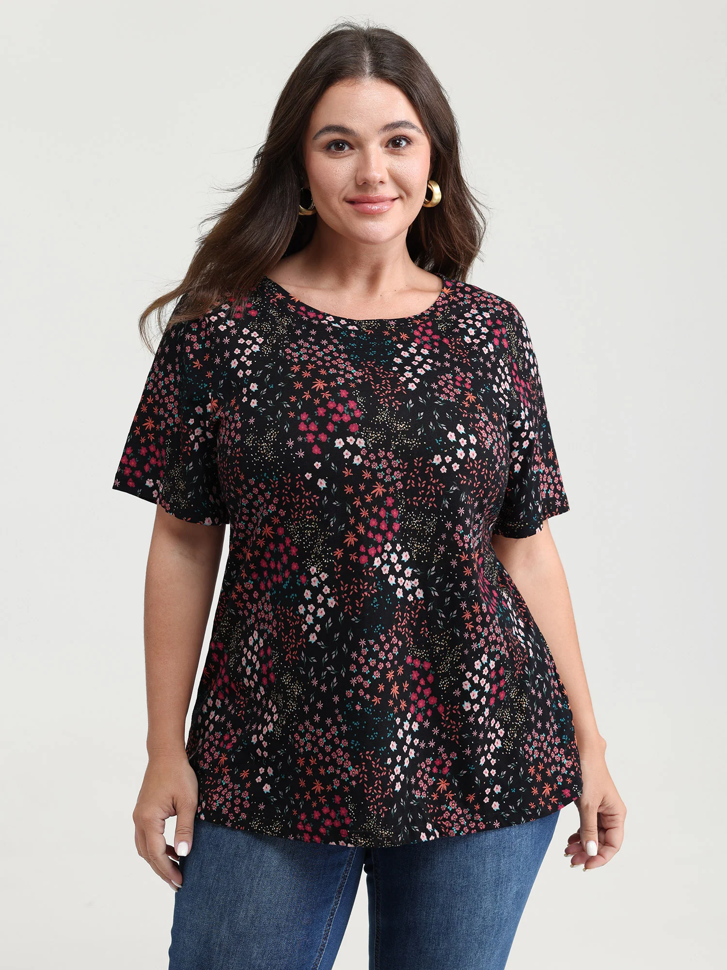 Pure Cotton Dense Floral Print T-Shirt - Image 2