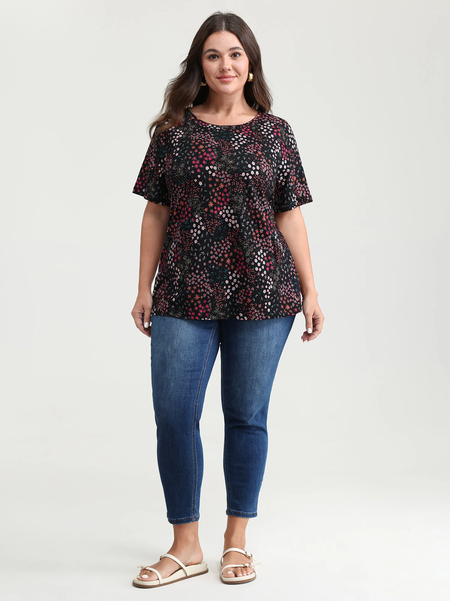 Pure Cotton Dense Floral Print T-Shirt - Image 3
