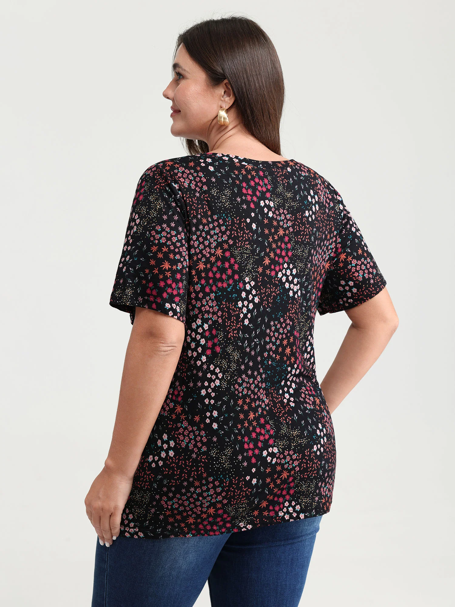Pure Cotton Dense Floral Print T-Shirt - Image 4