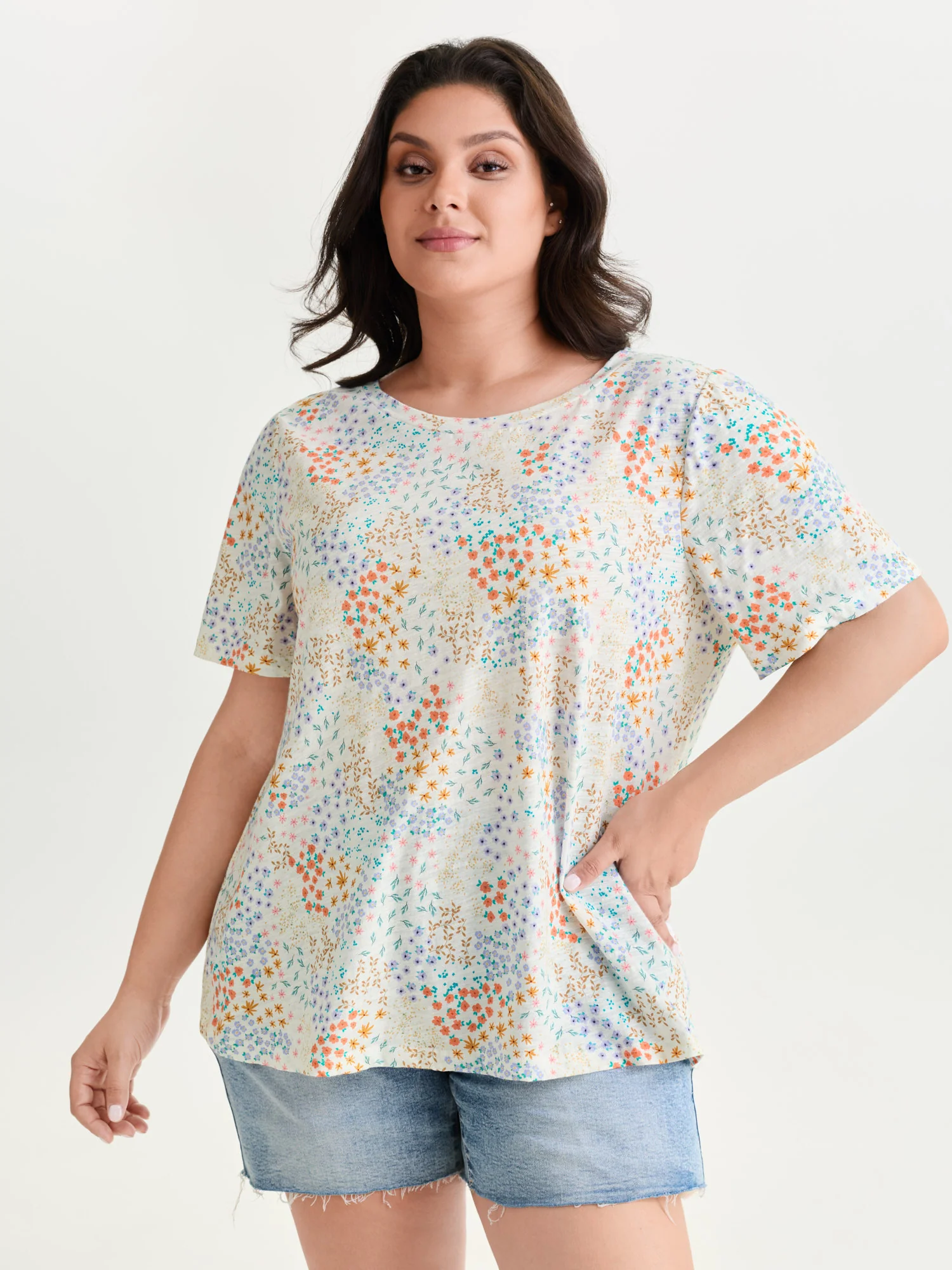 Pure Cotton Dense Floral Print T-Shirt - Image 9