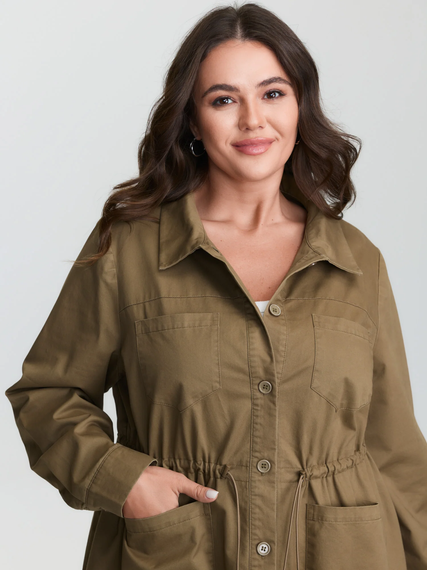 Pure Cotton Drawstring Washed Effect Coat - Image 2