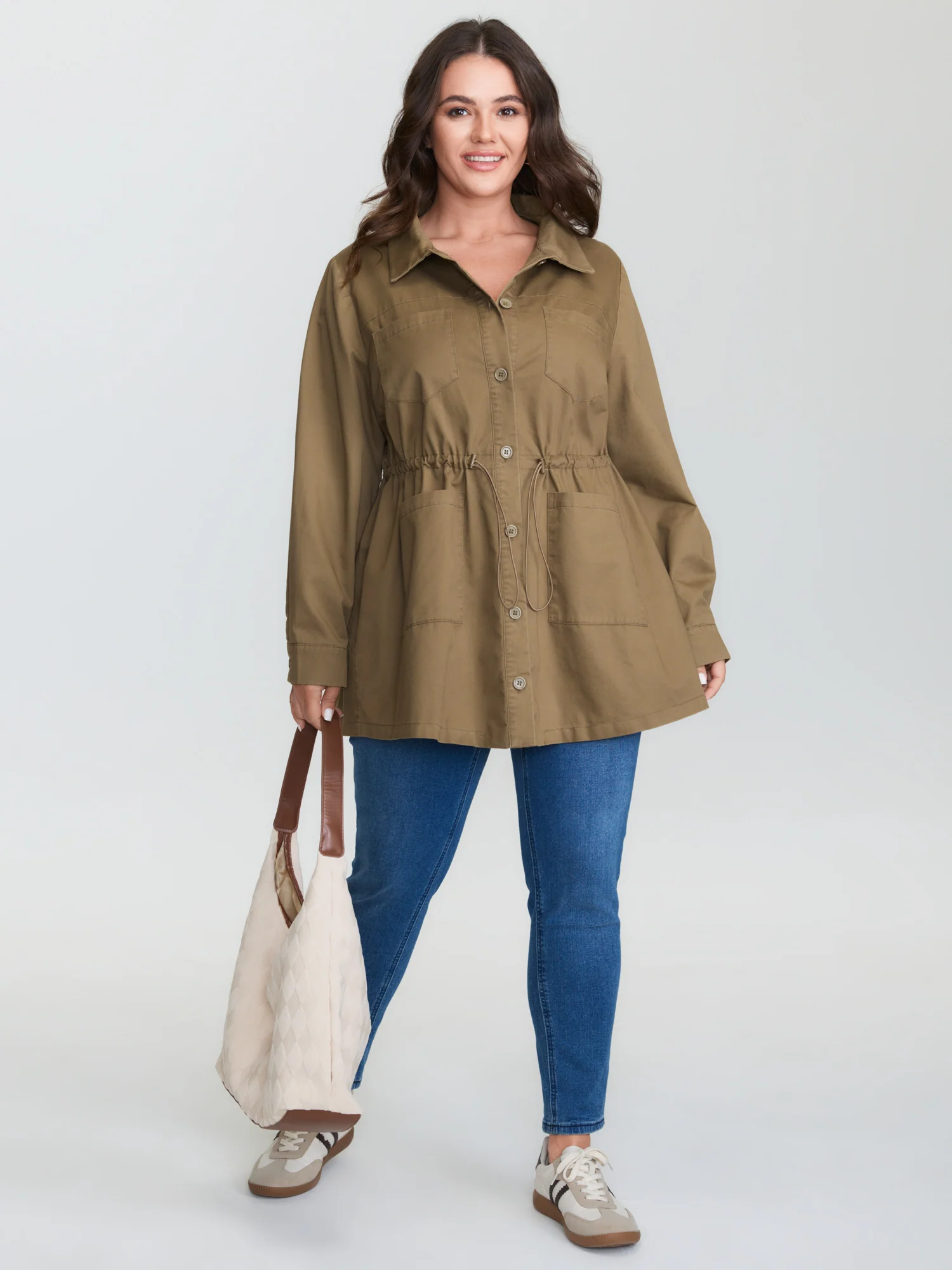 Pure Cotton Drawstring Washed Effect Coat - Image 3