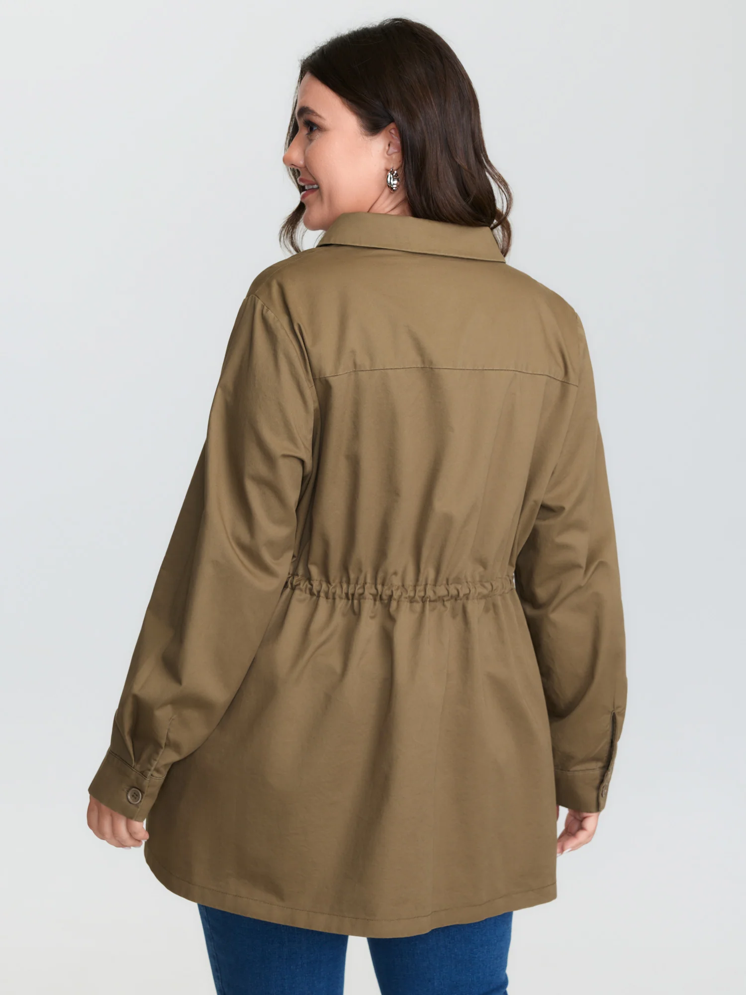 Pure Cotton Drawstring Washed Effect Coat - Image 4