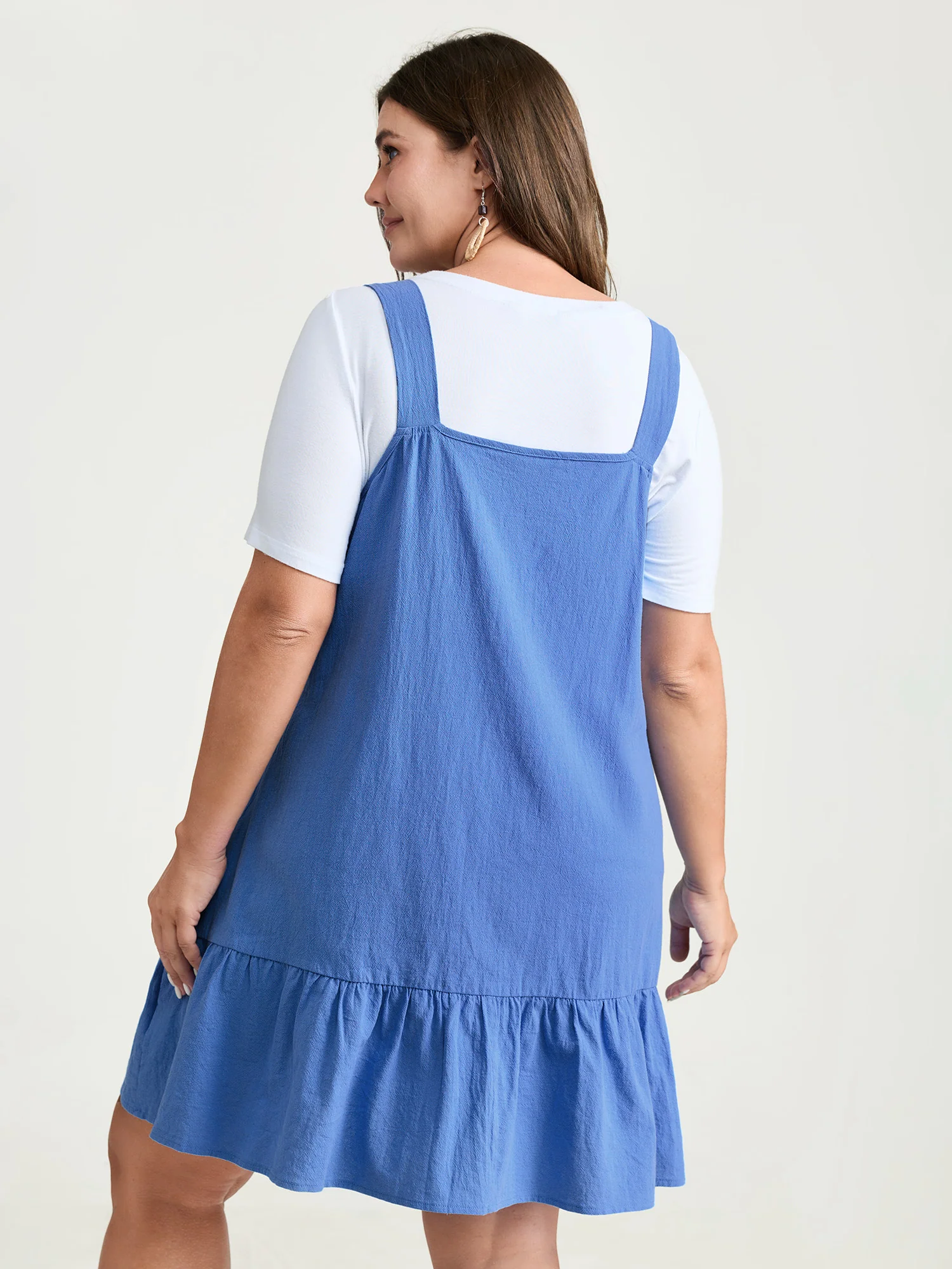 Pure Cotton Dribble Embroidered Overall Mini Dress - Image 4
