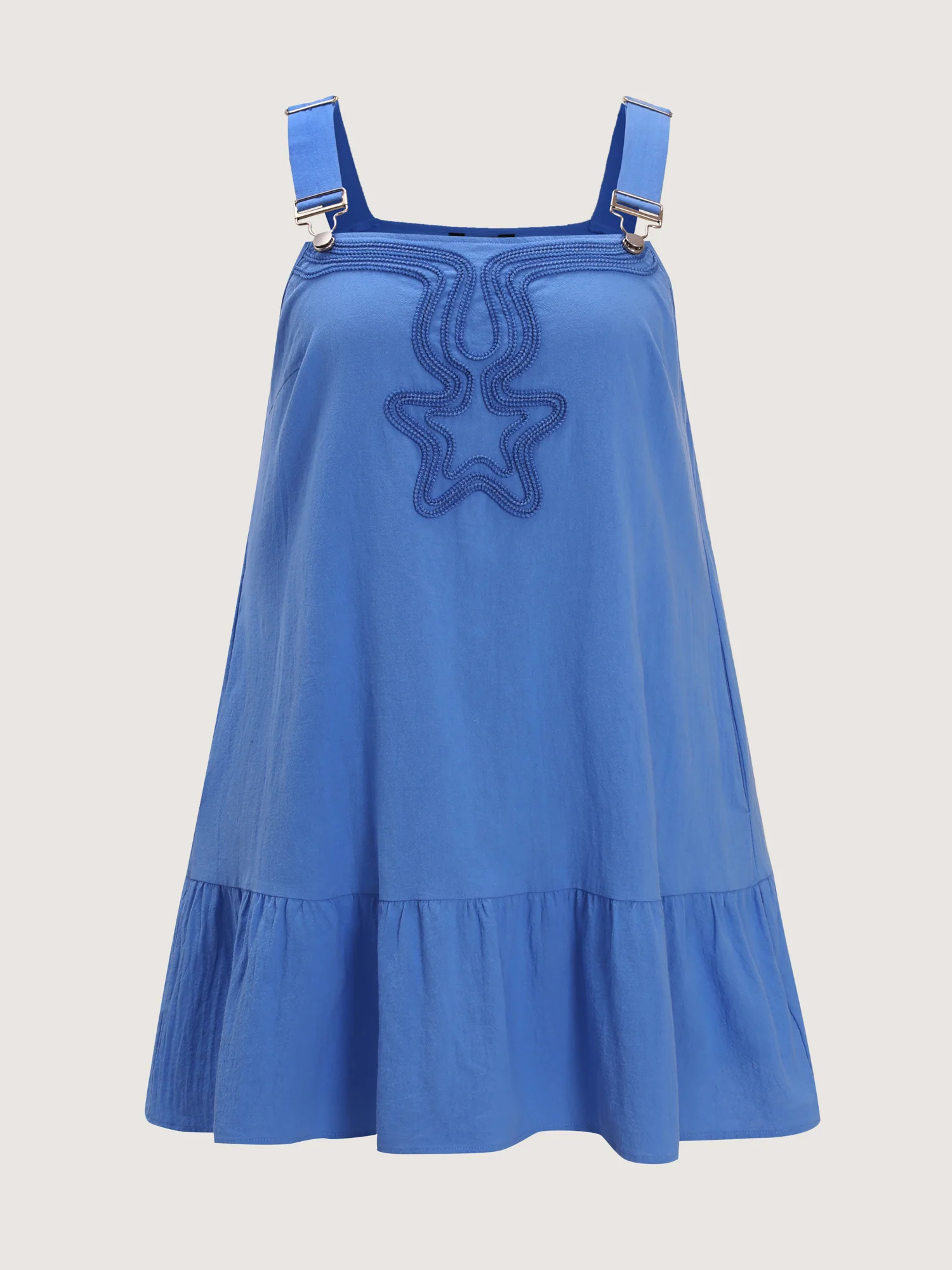 Pure Cotton Dribble Embroidered Overall Mini Dress - Image 7