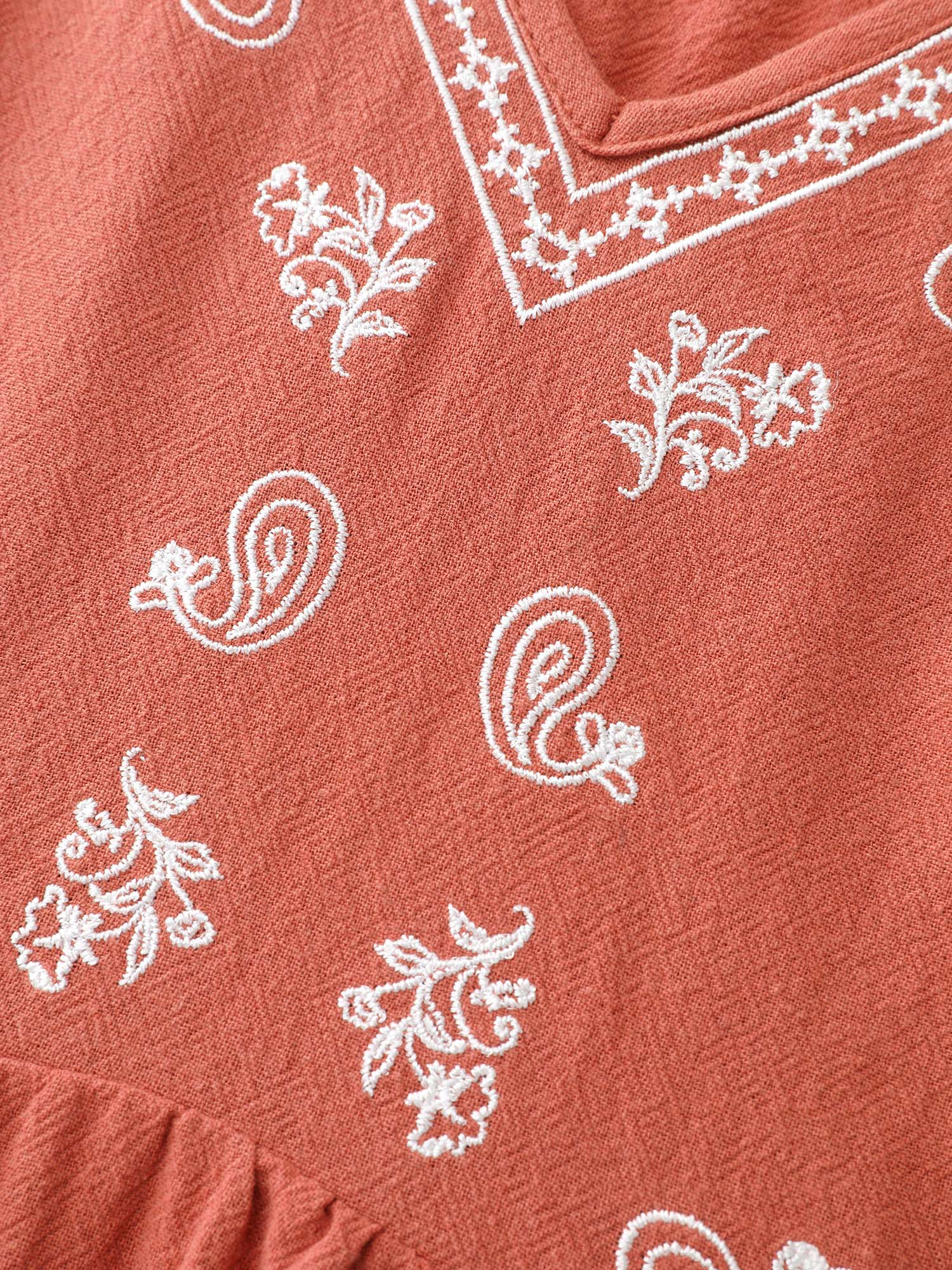 Pure Cotton Embroidered Adjustable Shoulder Midi Dress - Image 6
