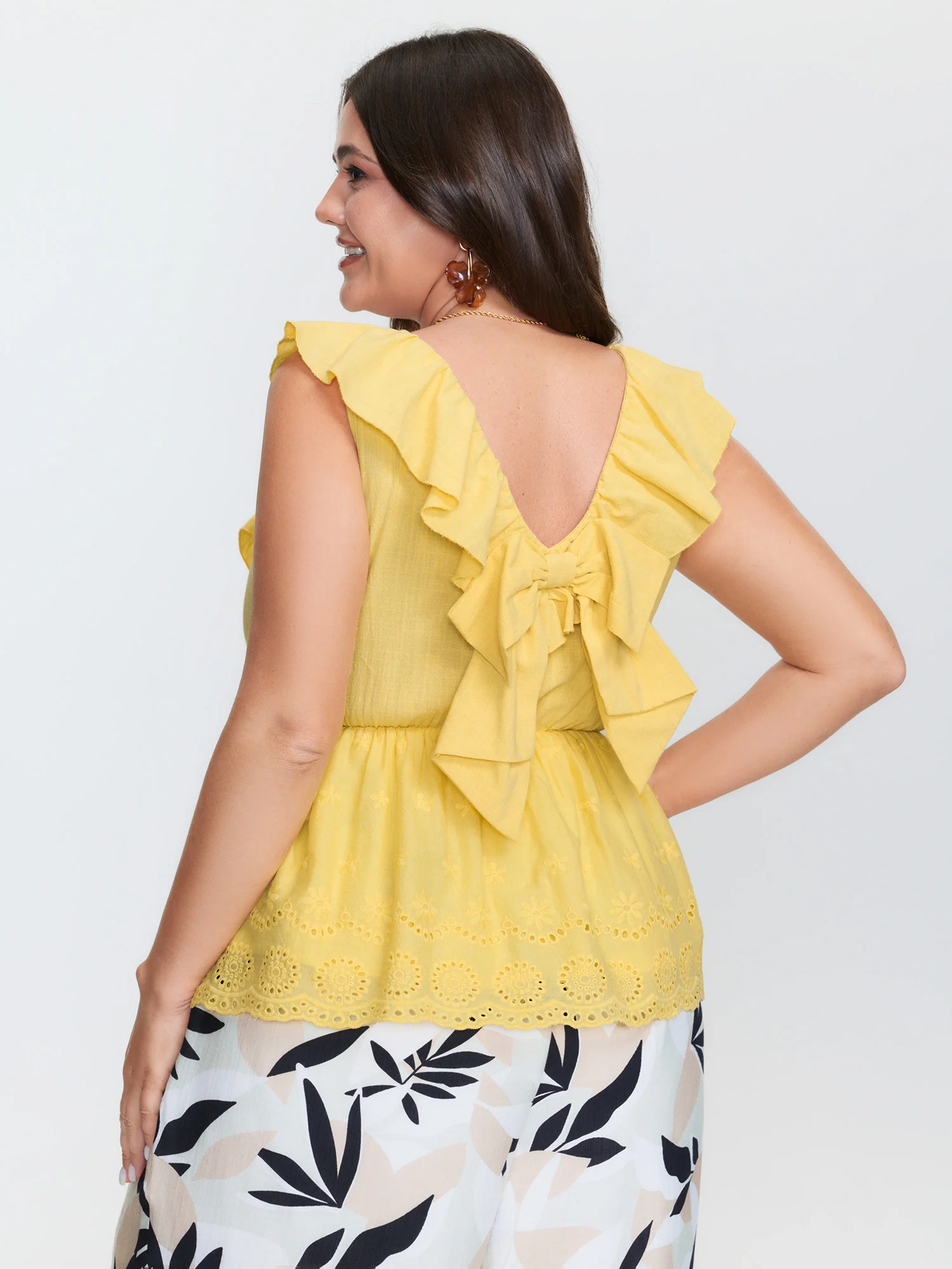 Pure Cotton Embroidered Backless Blouse - Image 2