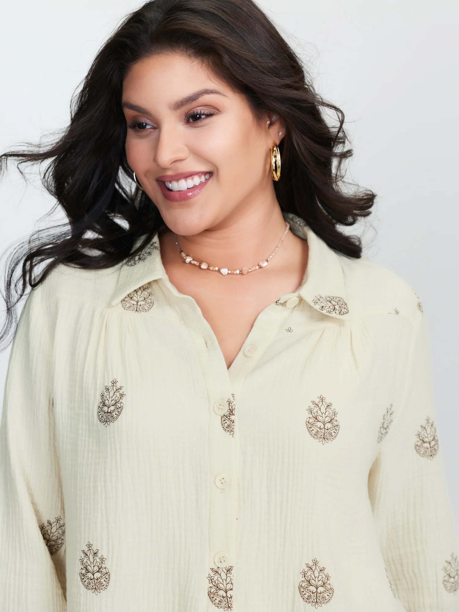 Pure Cotton Embroidered Button-Down Shirt - Image 3